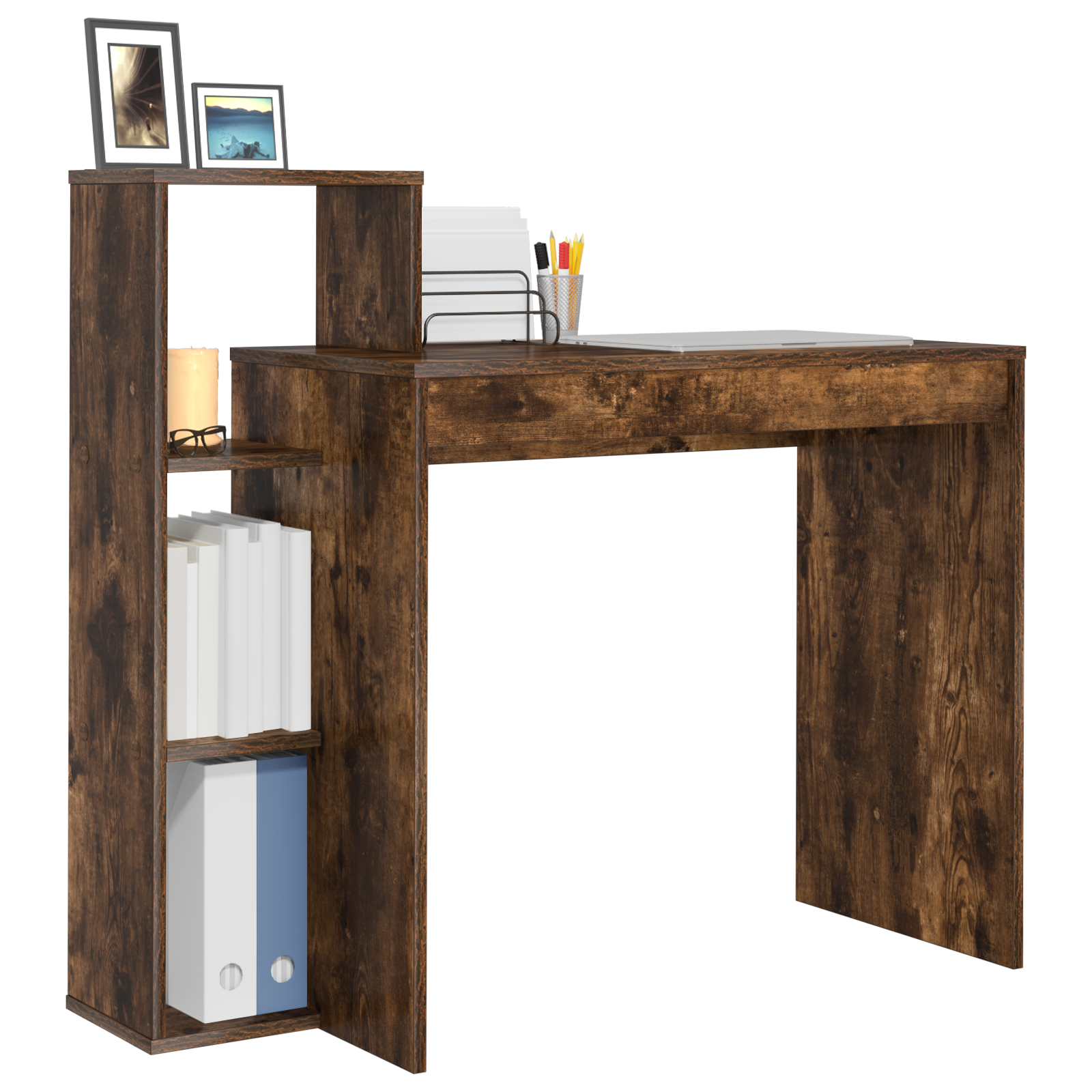 vidaXL Bureau met Opslag Gerookte Eik 100x40x90 cm Geengineerd Hout