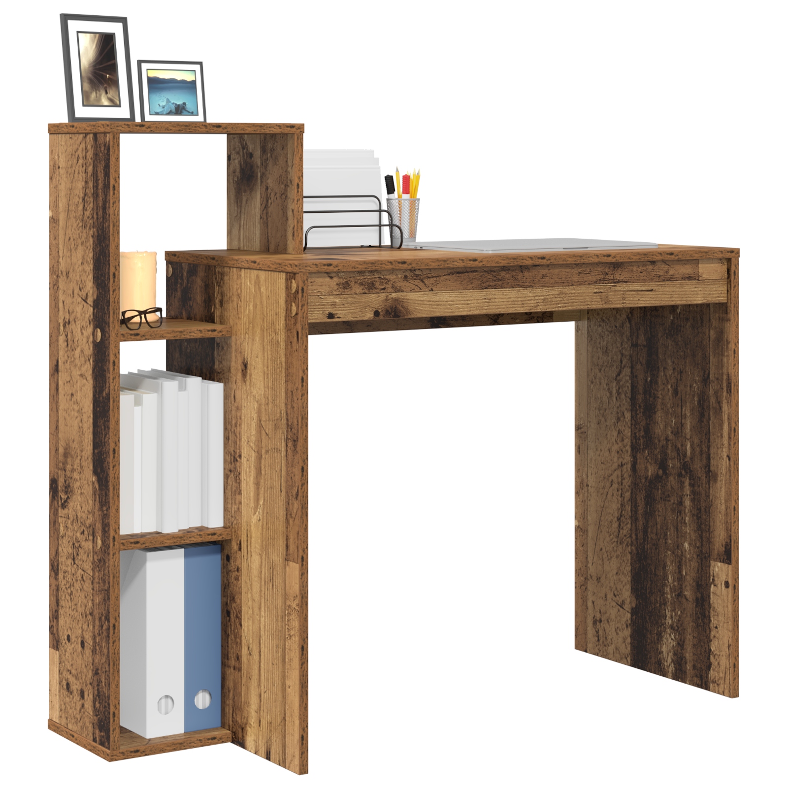 vidaXL Bureau met Opslag in Oud Hout 100x40x90 cm Gemaakt van Hout