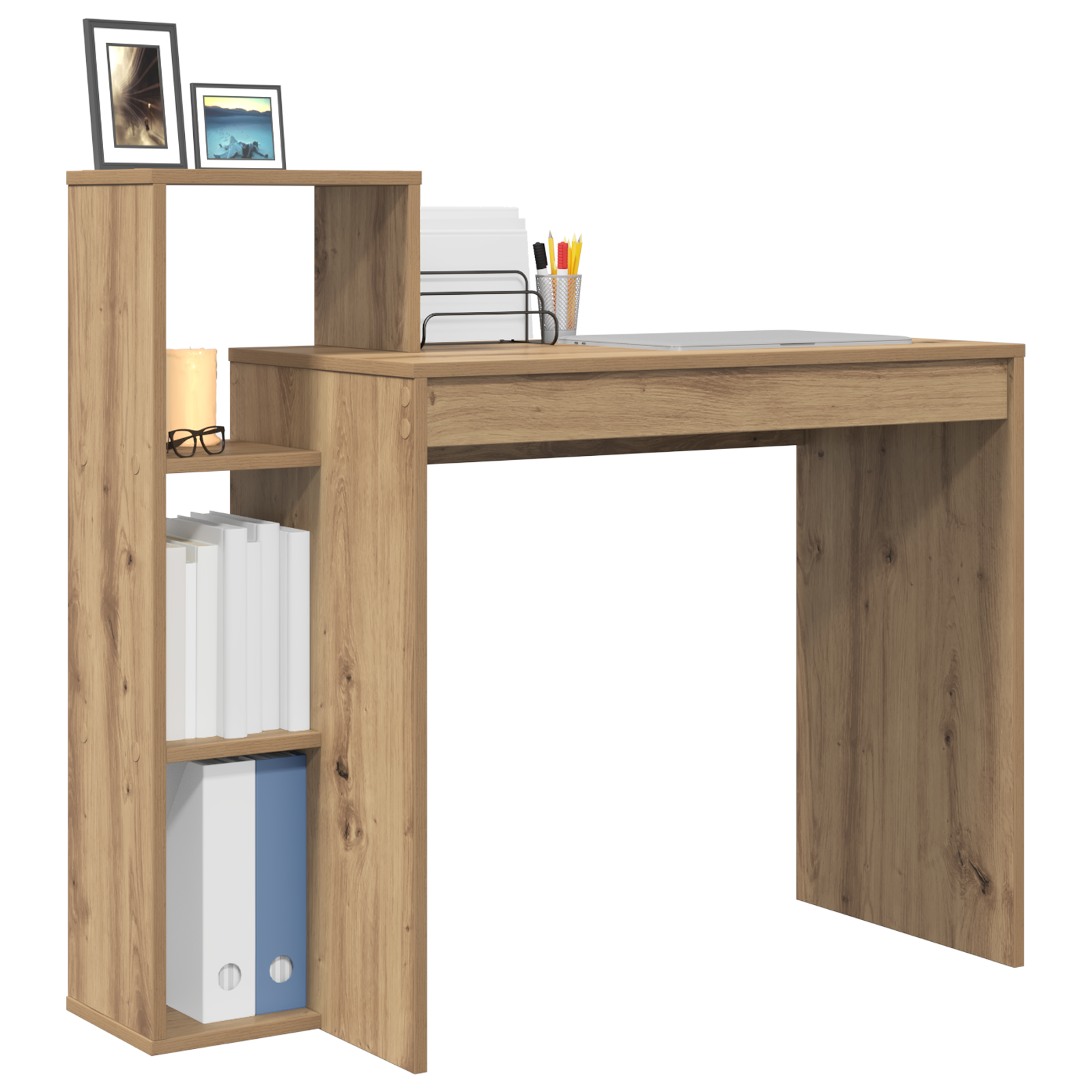 vidaXL Bureau met Opbergruimte Artisan Eiken 100x40x90 cm Geengineerd Hout