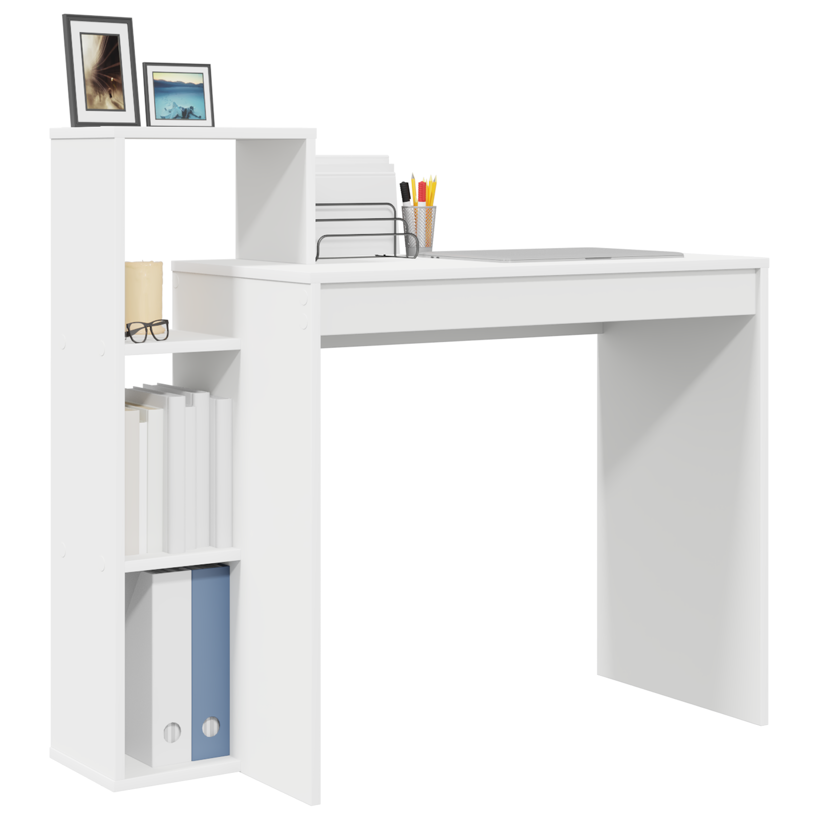 vidaXL Bureau met Opbergruimte Wit 100x40x90 cm Kunststof Hout