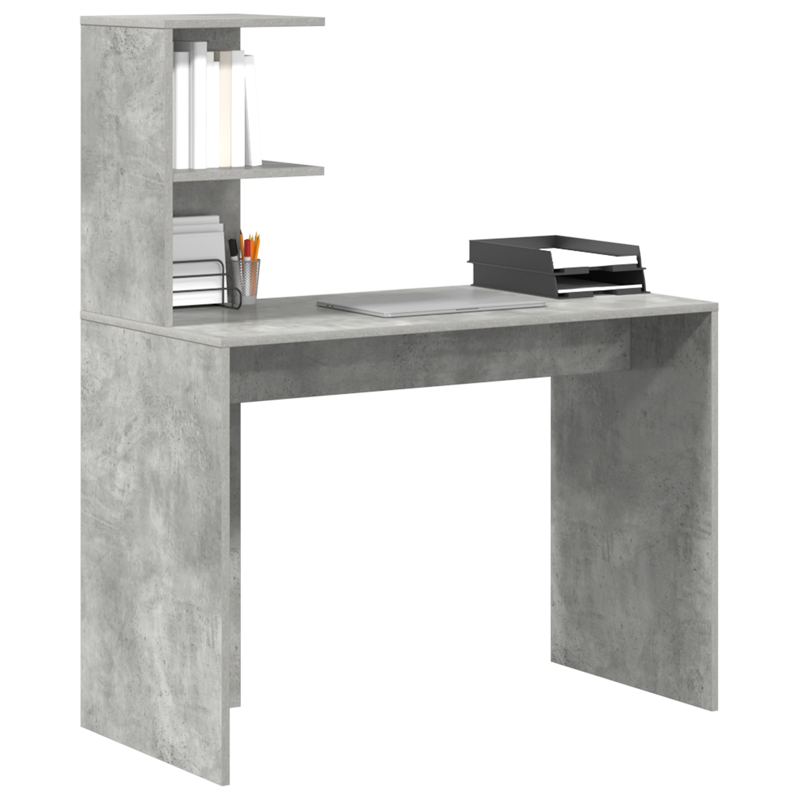 vidaXL Bureau Beton Eiken 102x50x124 cm Gelaagd Hout