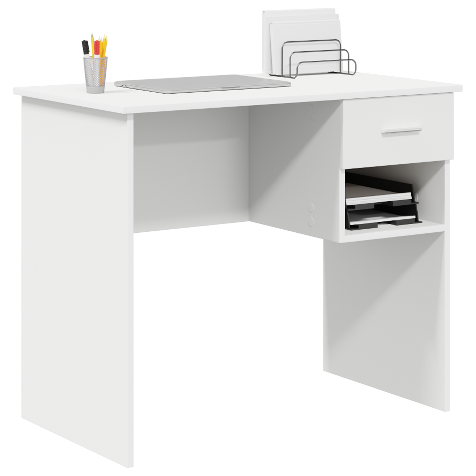 vidaXL Bureau met Opslag Wit 90x49,5x75 cm