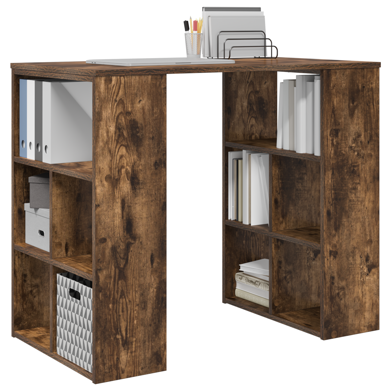 vidaXL Bureau Gerookt Eiken 90x50x75 cm Samengesteld Hout