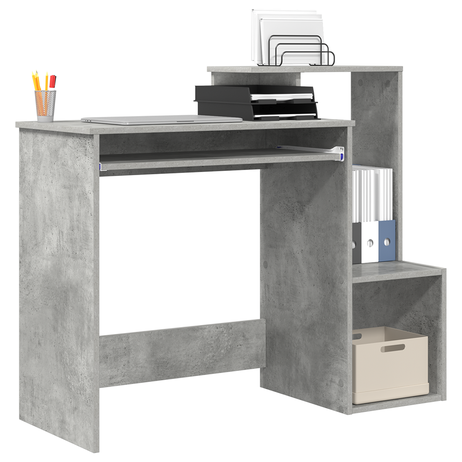 vidaXL Bureau Beton Eiken 106x40x88,5 cm Geengineerd Hout