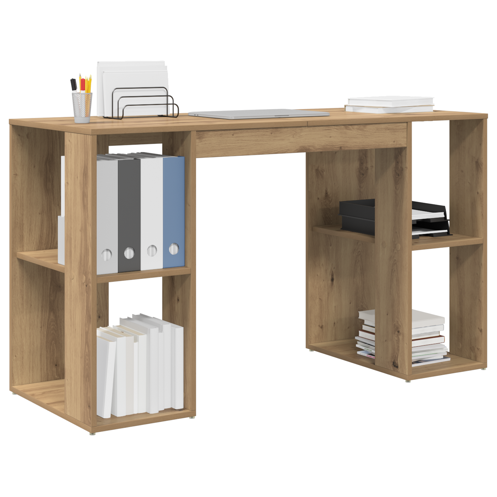 vidaXL Bureau met Opslag Artisan Eiken 130x50.5x75 cm Gelaagd Hout