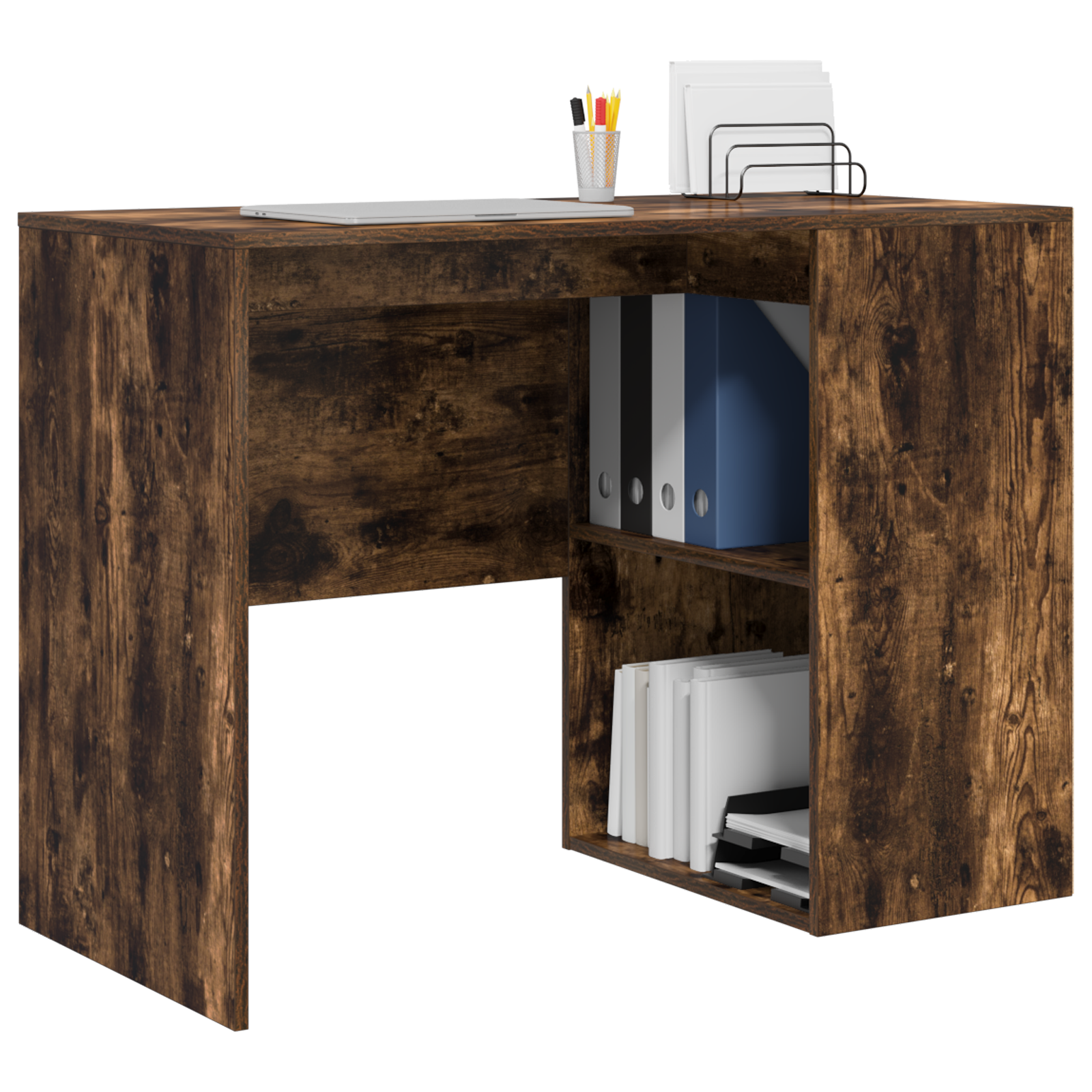 vidaXL Bureau Gerookt Eiken 102x50x75 cm Gelaagd Hout