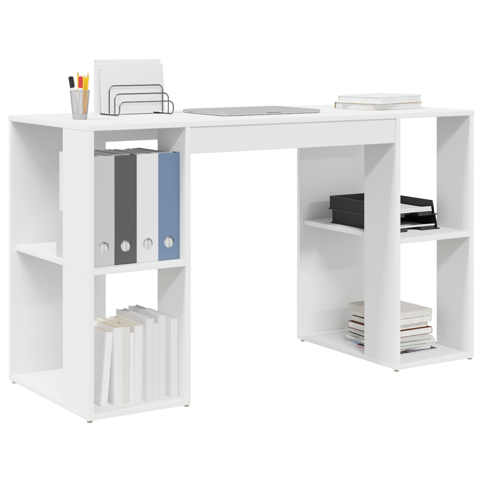 vidaXL Bureau met Opbergruimte Wit 130x50.5x75 cm Gemaakt van Hout