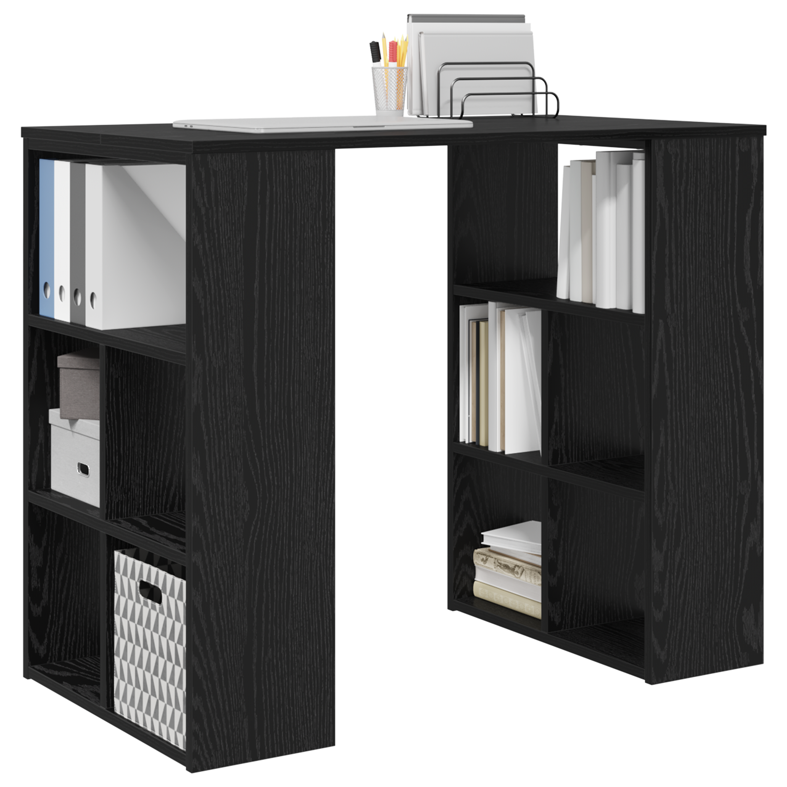 vidaXL Bureau Zwart Eiken 90x50x75 cm Geengineerd Hout