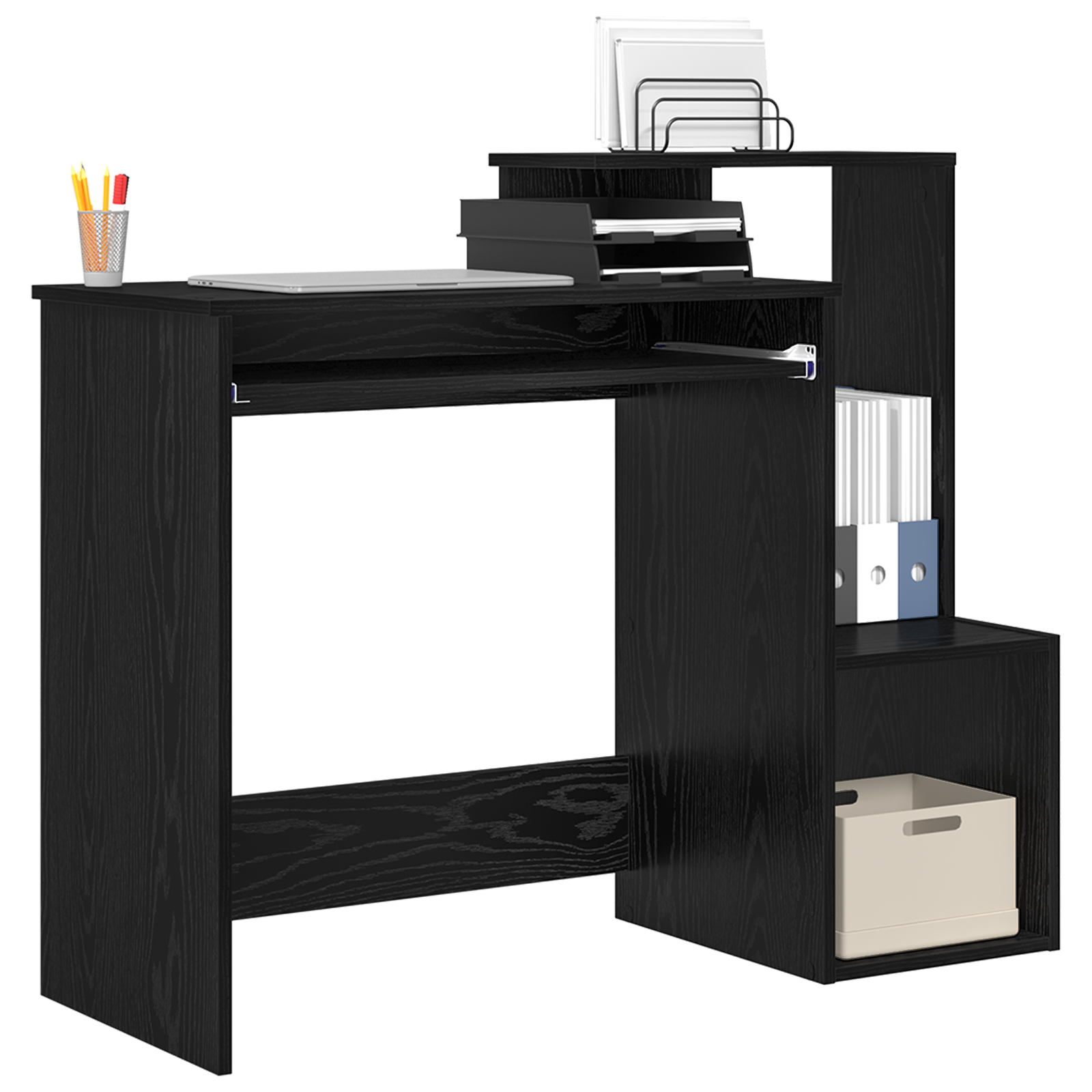 vidaXL Bureau Zwart Eiken 106x40x88,5 cm Gehavend Hout