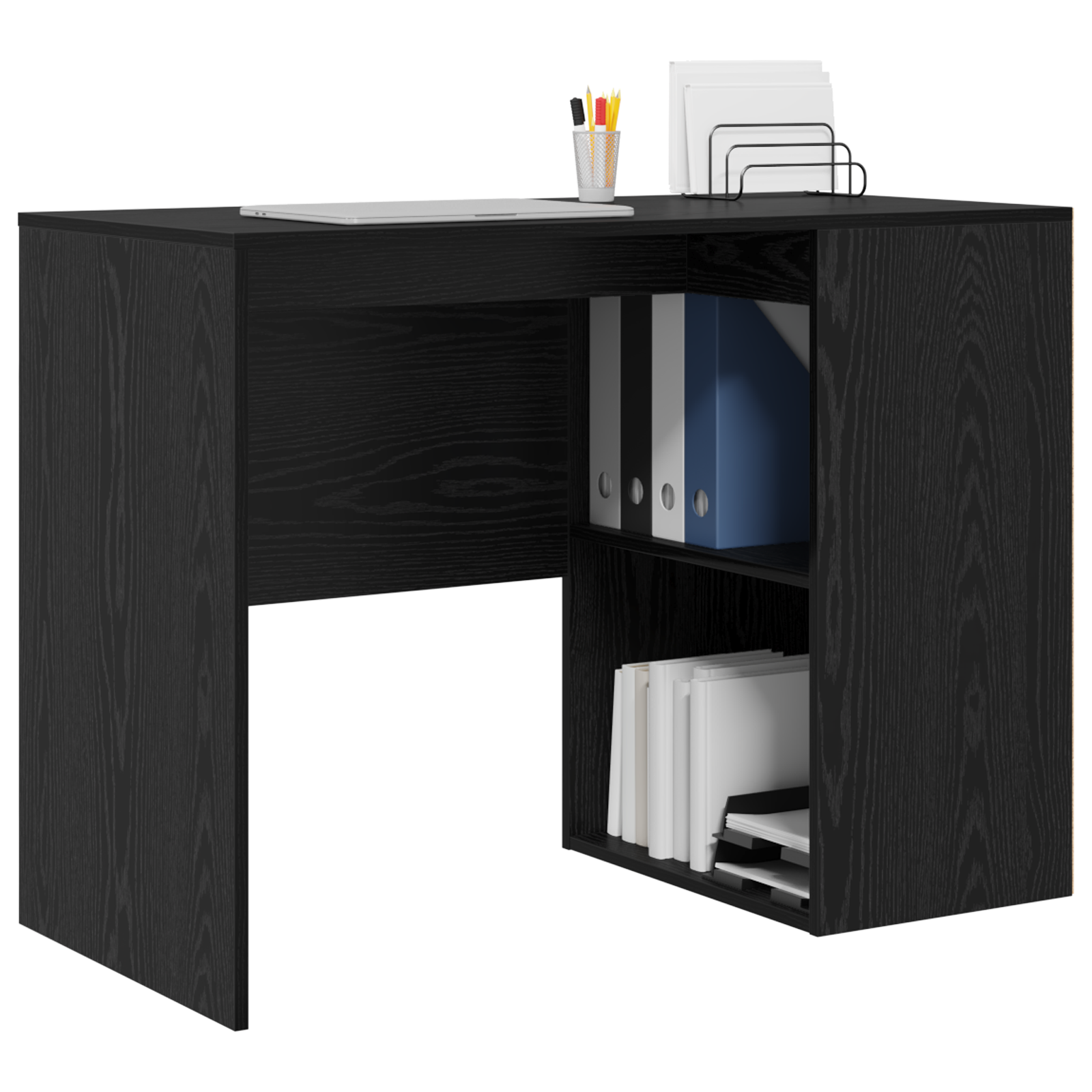 vidaXL Bureau Zwart Eiken 102x50x75 cm Gelaagd Hout