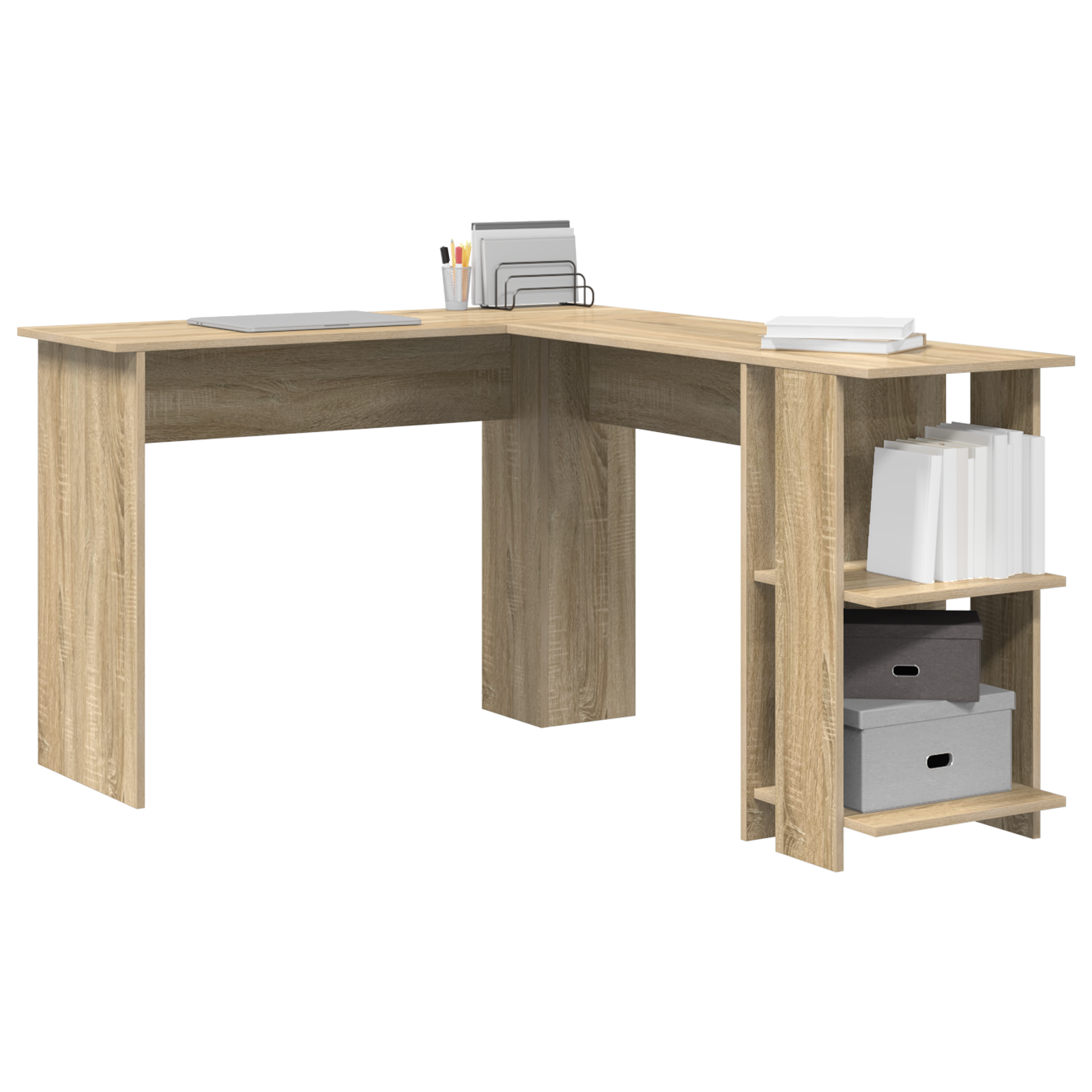 vidaXL Hoekbureau met Opbergruimte Sonoma Eiken 140x113,5x75cm