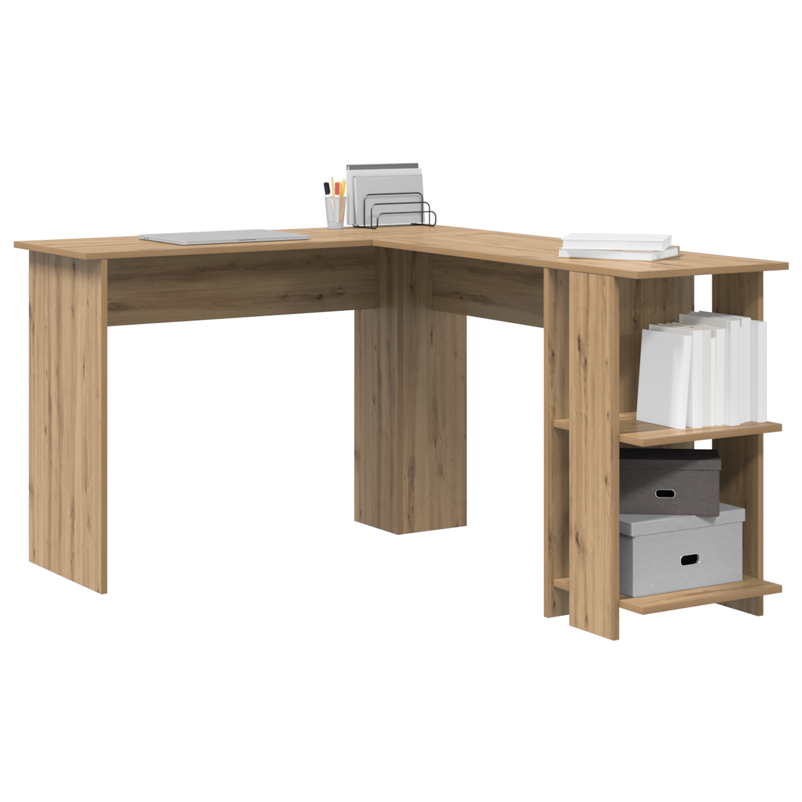 vidaXL Hoekbureau met Opslag Artisan Eiken 140x113,5x75cm