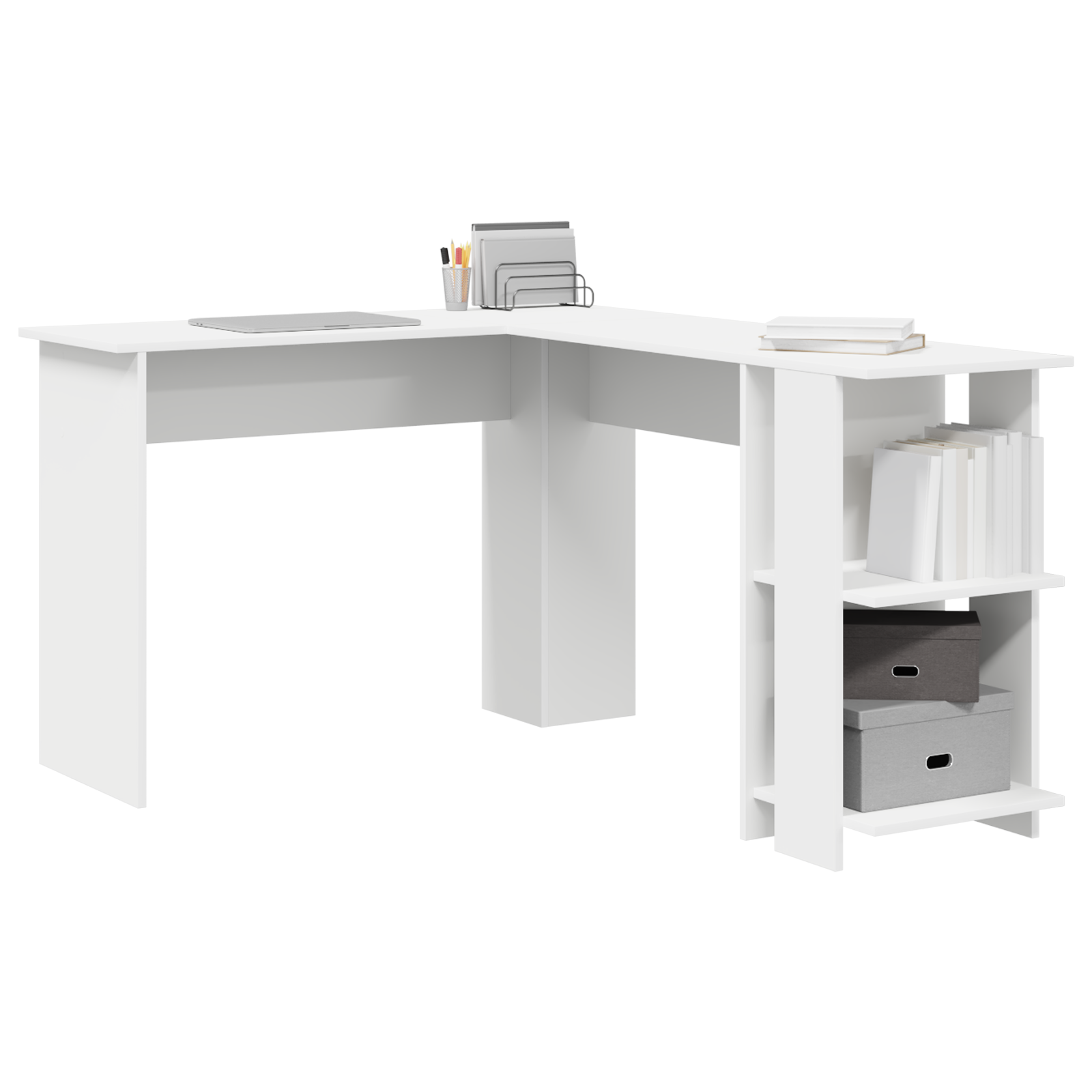 vidaXL Hoekbureau met Opbergruimte Wit 140x113,5x75cm
