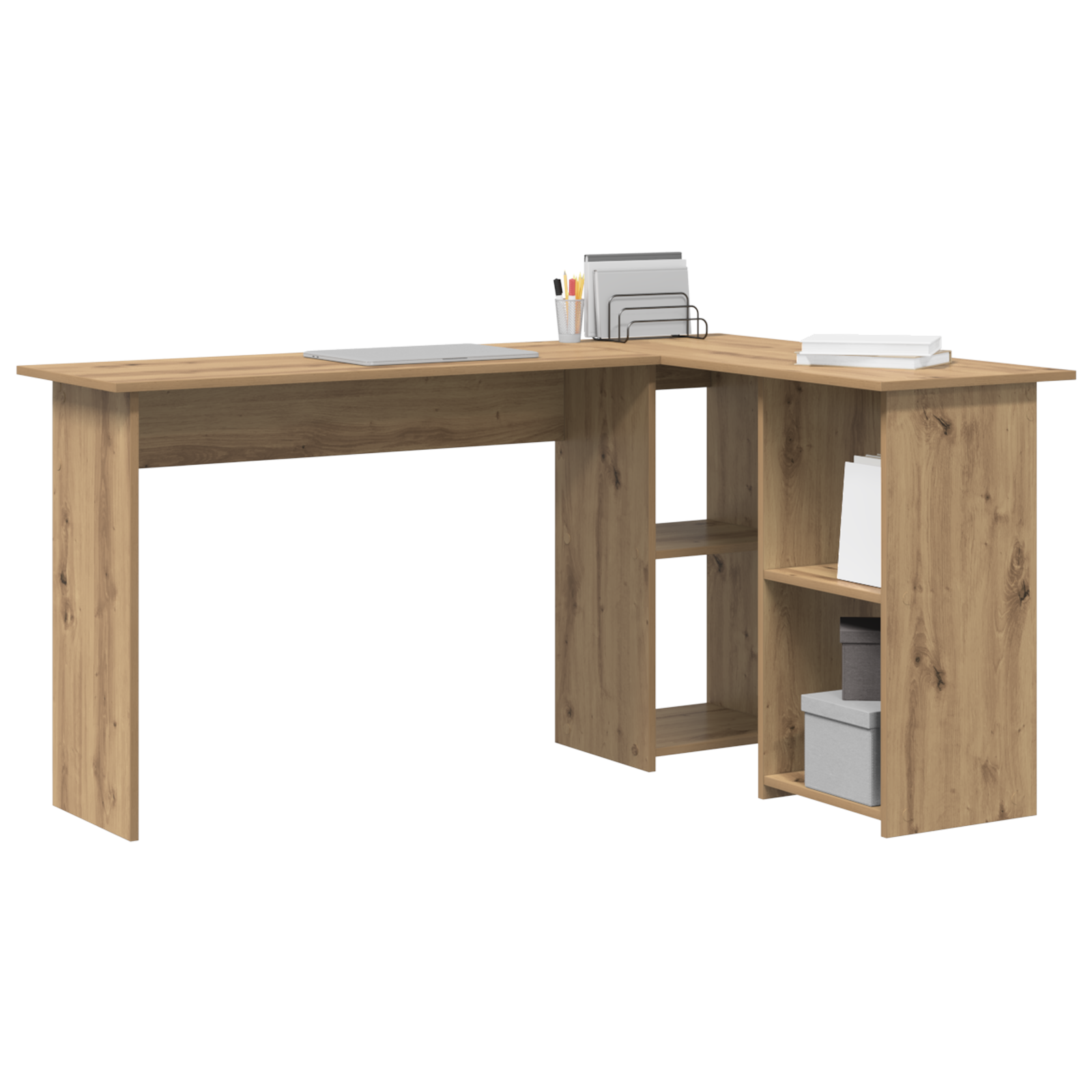 vidaXL Hoekbureau met Opslag Artisan Eiken 142x102x73 cm