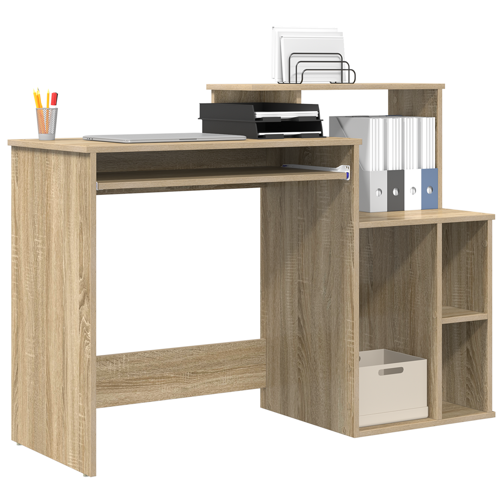 vidaXL Bureau met Opbergruimte Sonoma Eiken 120,5x44x88,5 cm Geengineerd Hout