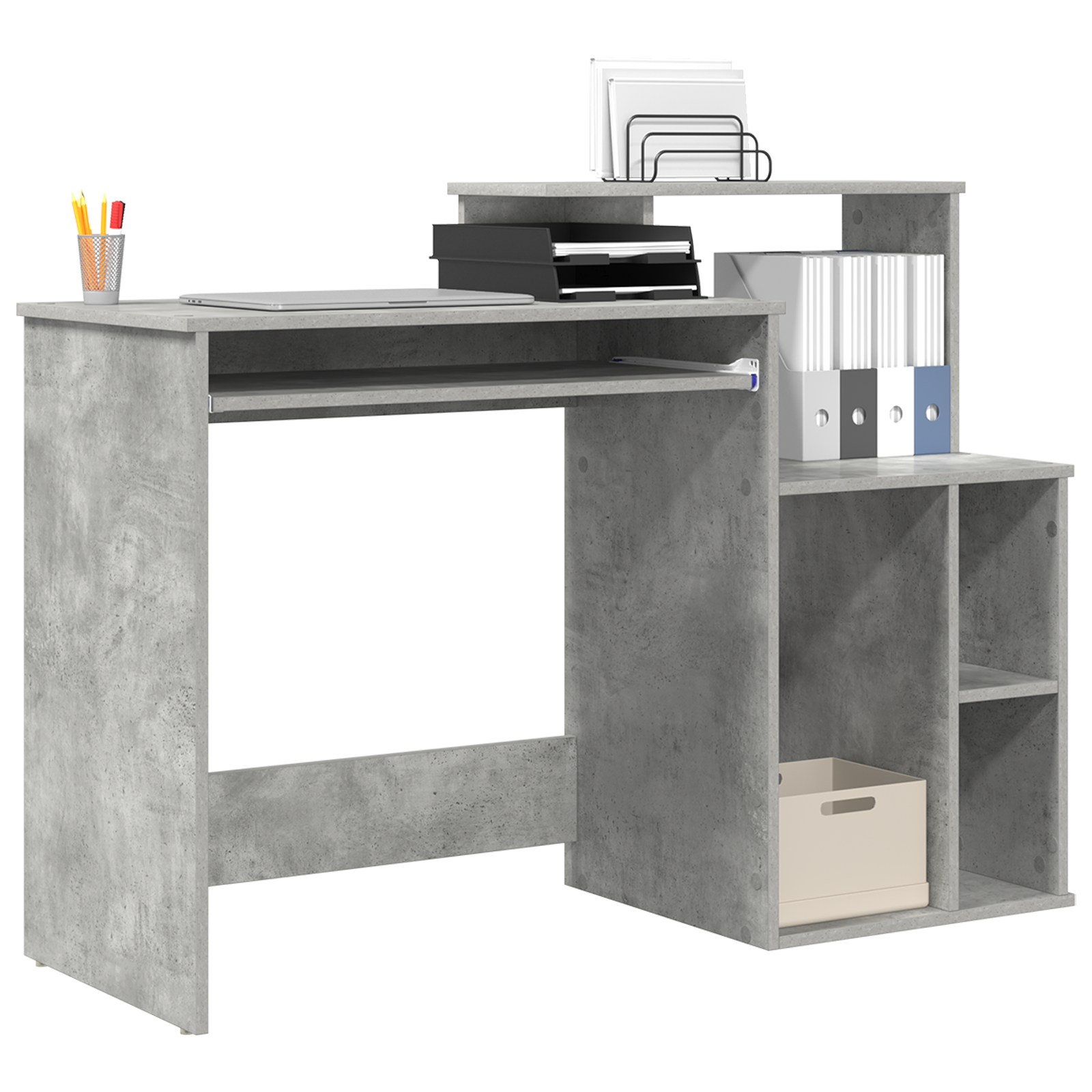 vidaXL Bureau met opbergcompartiment Betonnen Grijs 120,5x44x88,5 cm Gelaagd Hout