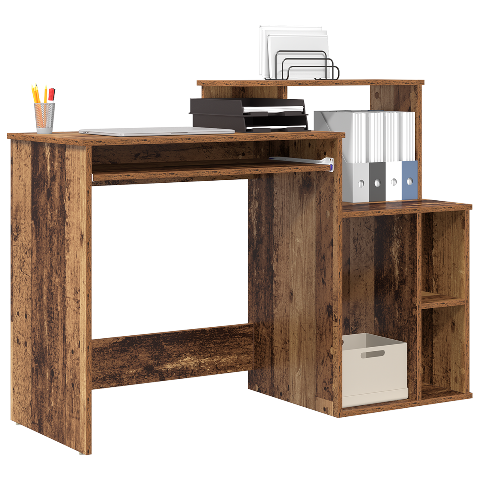 vidaXL Bureau met Opbergruimte Oud Hout 120,5x44x88,5 cm Bewerkt Hout