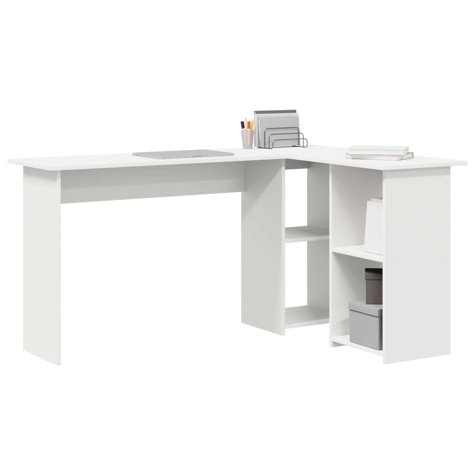 vidaXL Hoekbureau met Opbergruimte Wit 142x102x73 cm