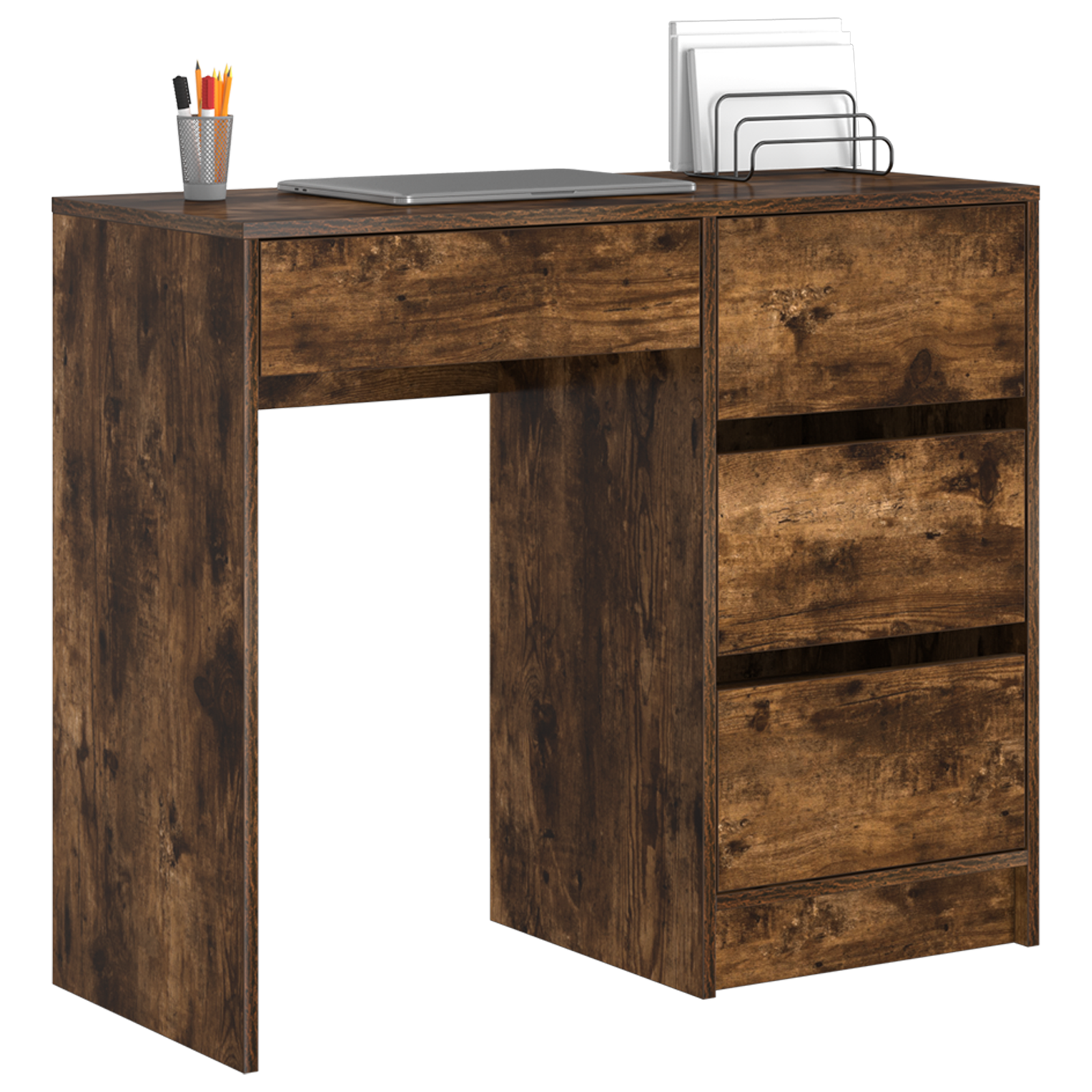 vidaXL Bureau Gerookt Eiken 90x37,5x75 cm Gelaagd Hout