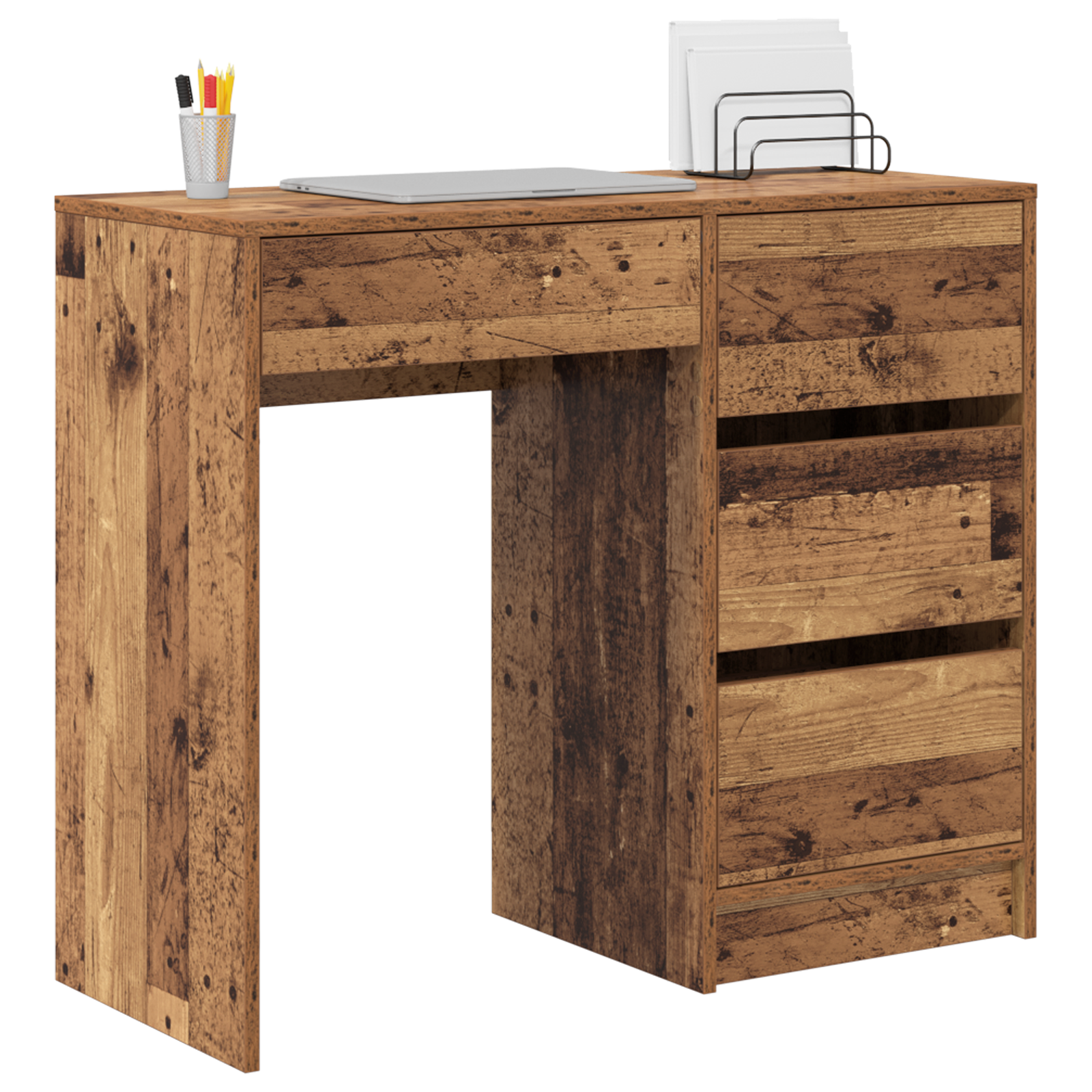vidaXL Bureau Oud Hout 90x37,5x75 cm Geengineerd Hout