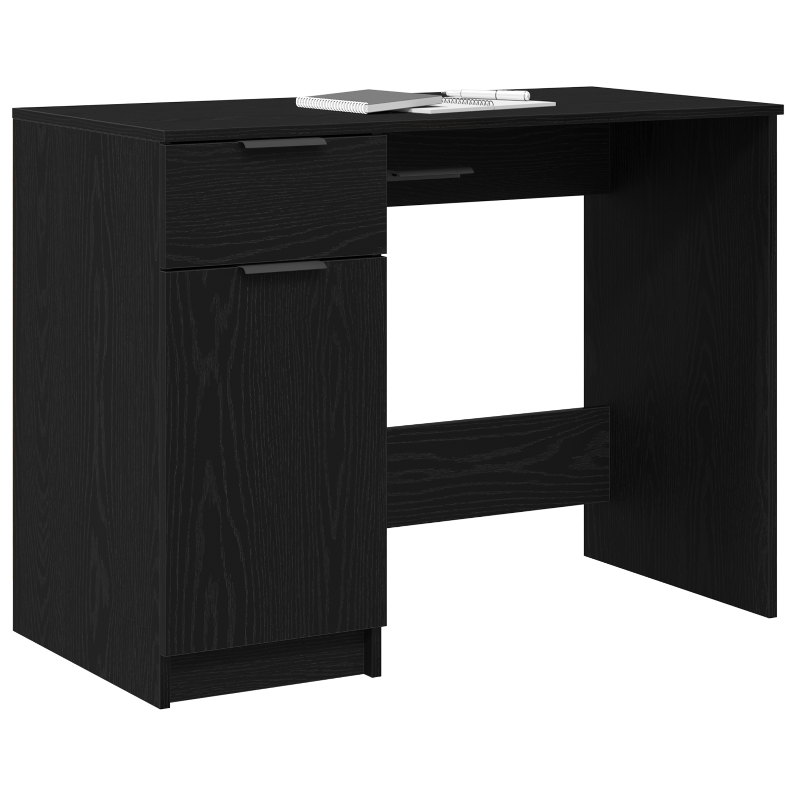 vidaXL Zwarte Eiken Bureau - 100x50x75 cm - Gemaakt van Bewerkt Hout