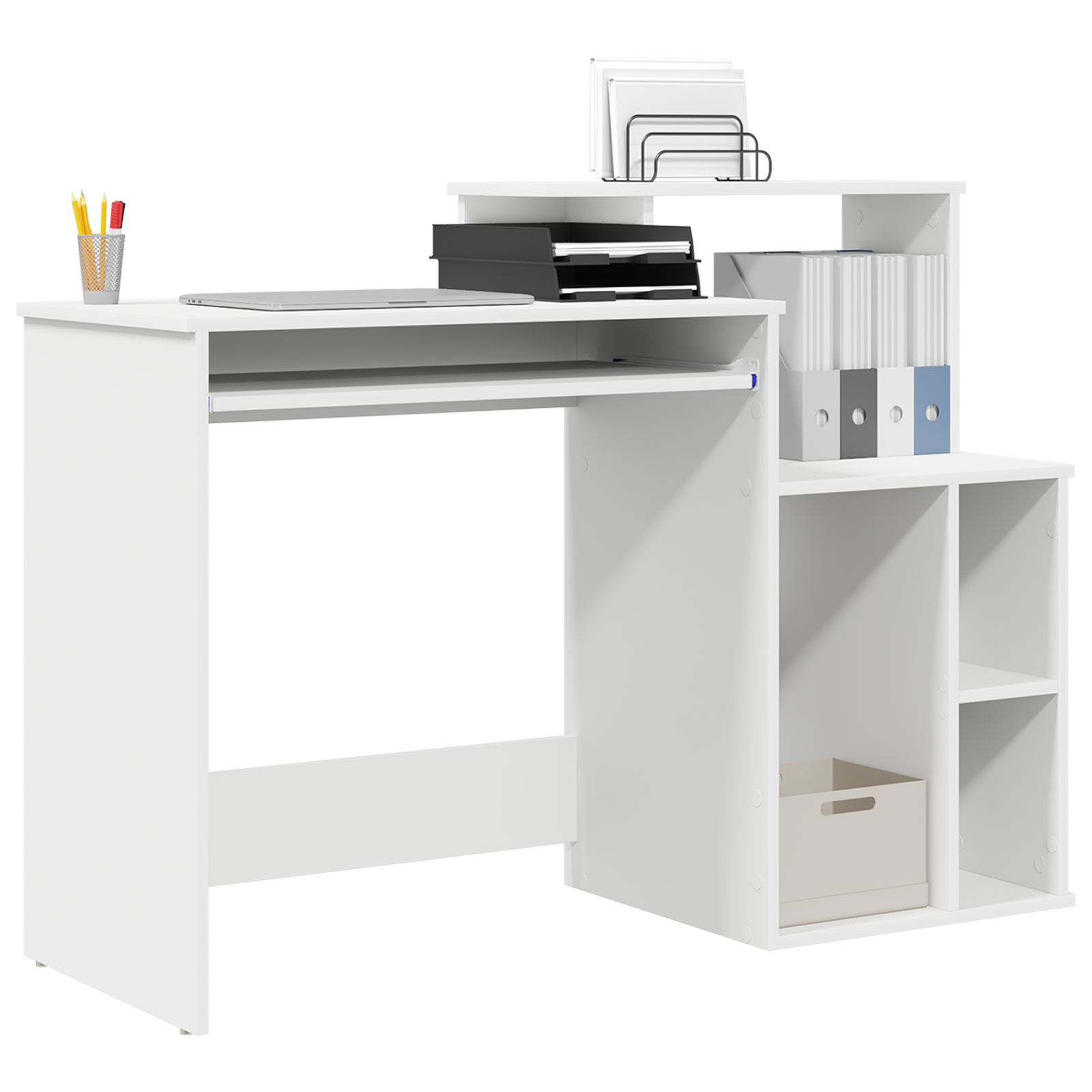 vidaXL Bureau met Opslag Wit 120,5x44x88,5 cm Bewerkt Hout