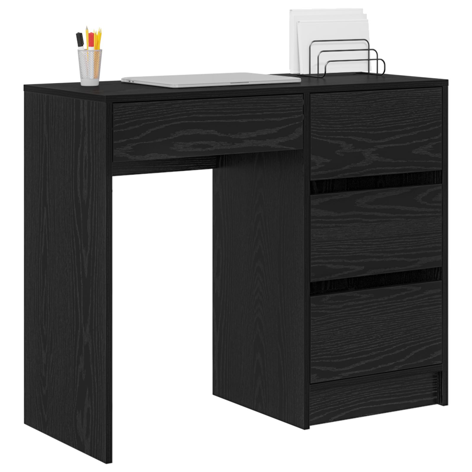 vidaXL Bureau Zwart Eiken 90x37,5x75 cm Samengesteld Hout