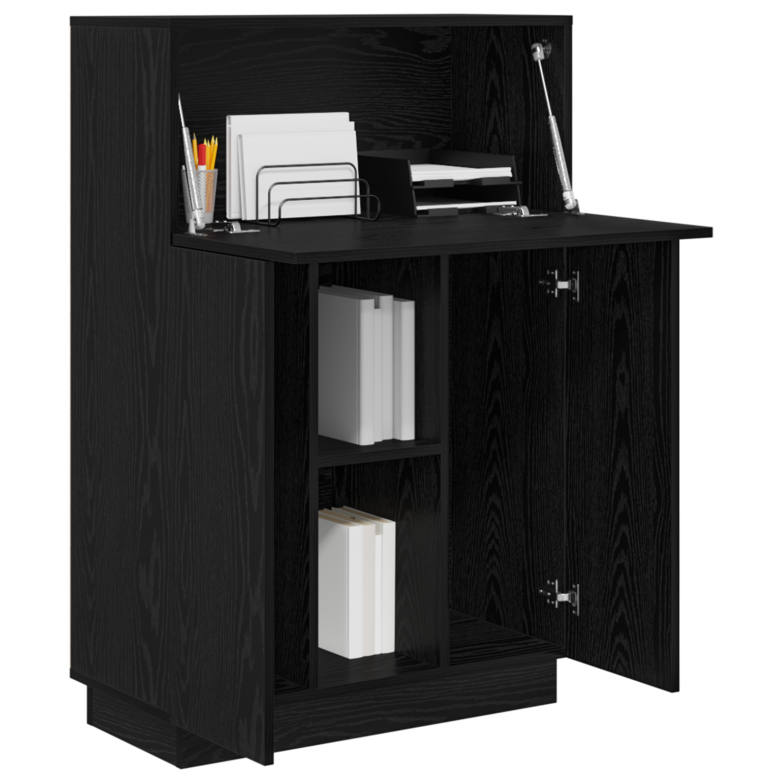 vidaXL Bureau Zwart Eiken 71,5x31,5x106,5 cm Bewerkt Hout