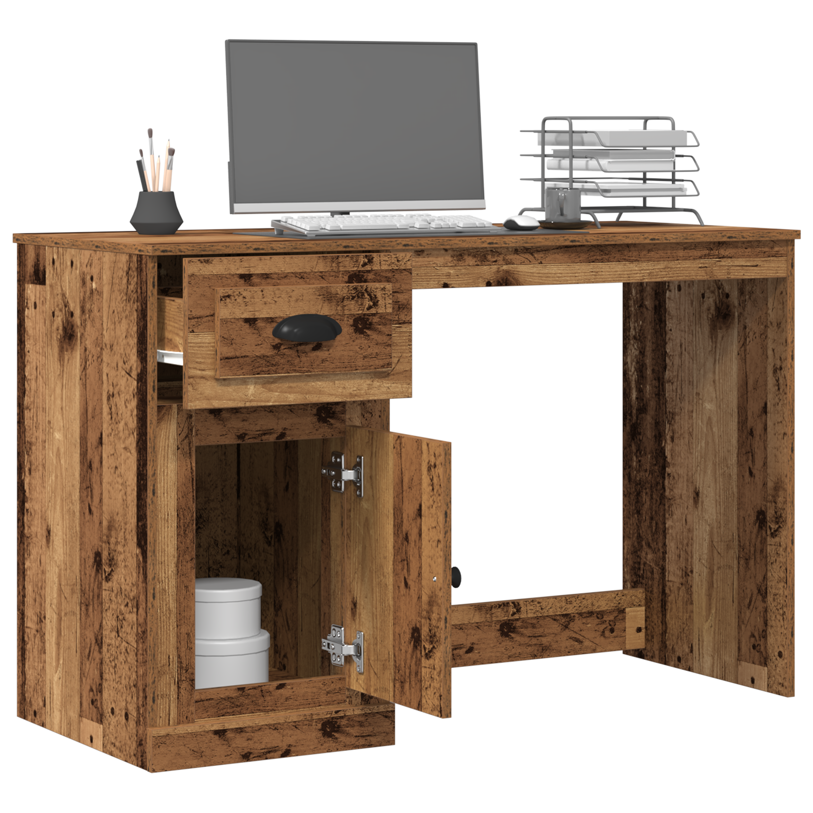 vidaXL Bureau met opbergruimte 50x115x75 cm bewerkt hout zwart eiken