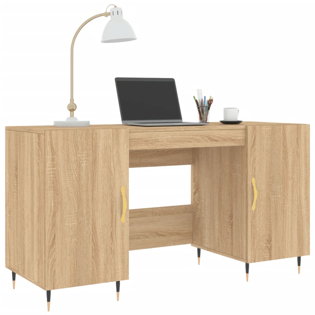 vidaXL Bureau 140x50x75 cm bewerkt hout sonoma eikenkleurig