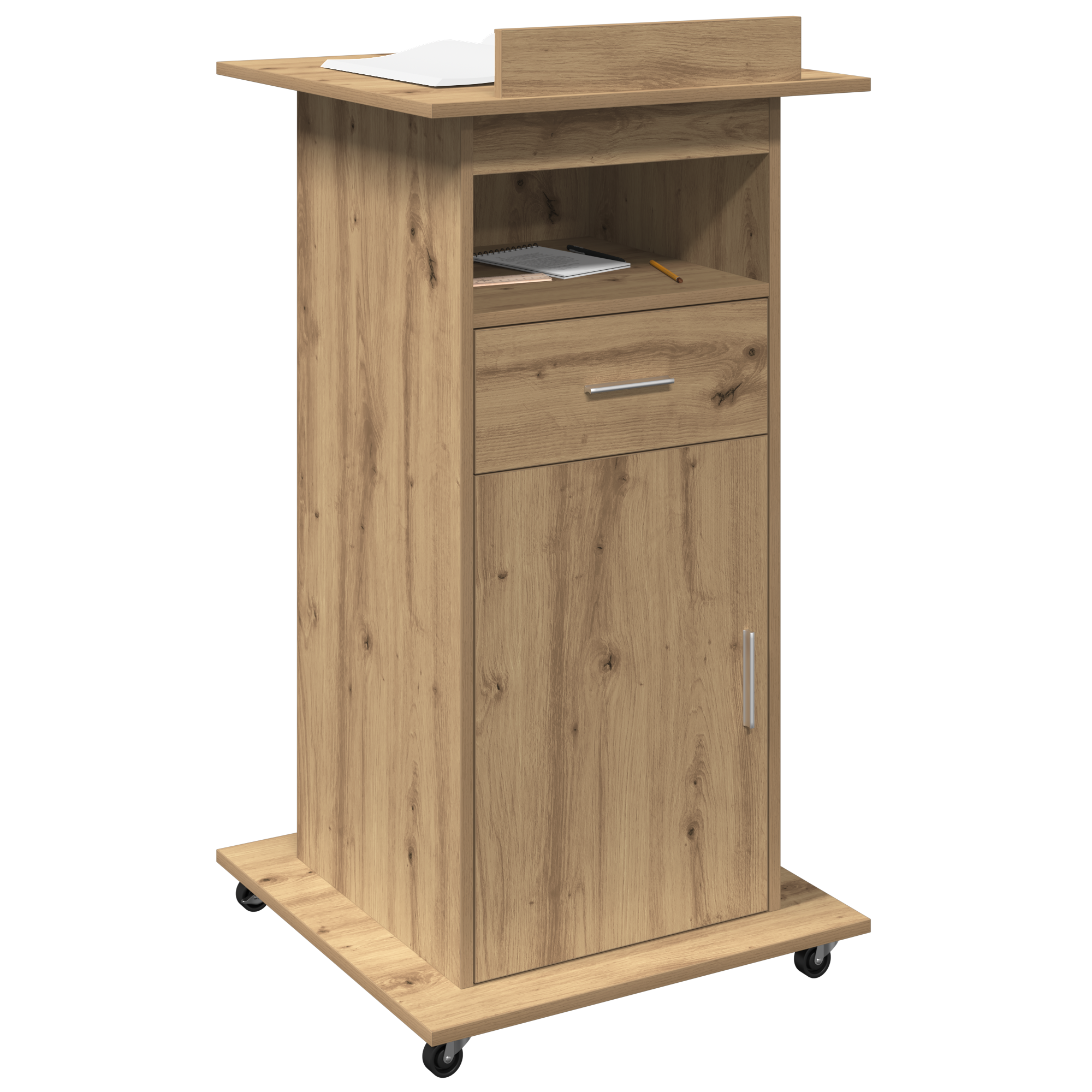 vidaXL Lessenaar met wielen bewerkt hout artisanaal hout