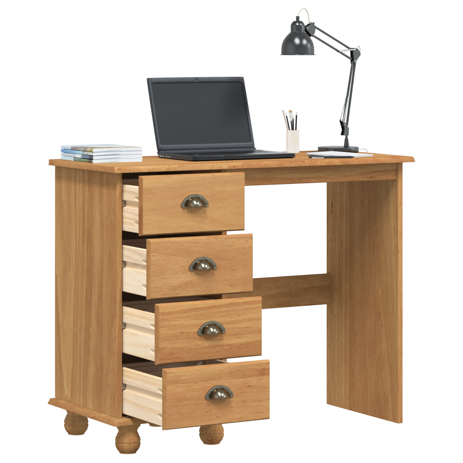 vidaXL Bureau met lades ASKIM 95x40x75 cm massief grenenhout