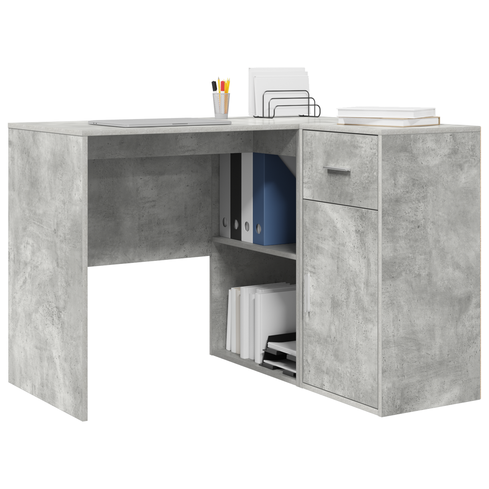 vidaXL Hoekbureau Betongrijs 102x88x75 cm Engineering Hout
