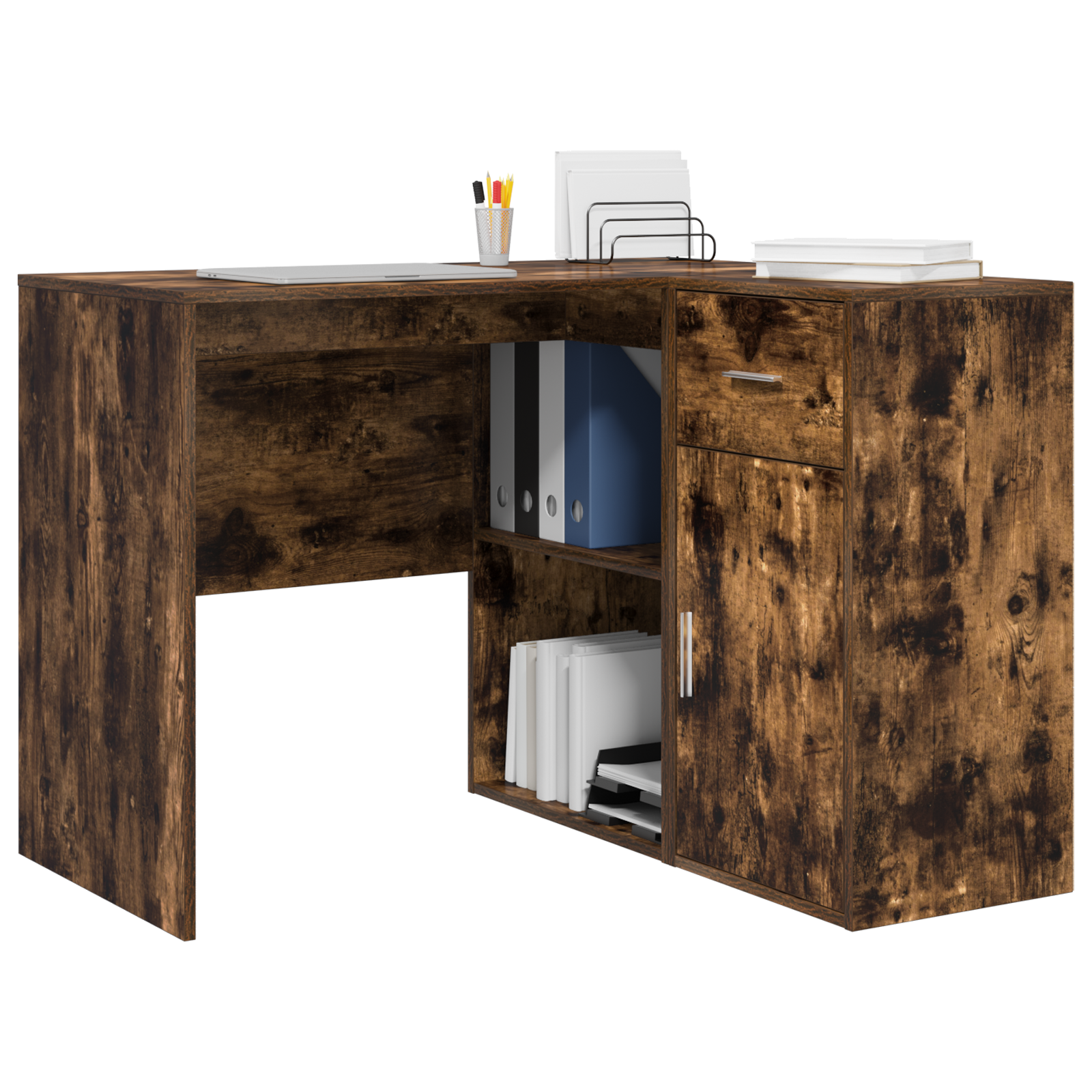 vidaXL Hoekbureau Gerookt Eiken 102x88x75 cm Gelaagd Hout