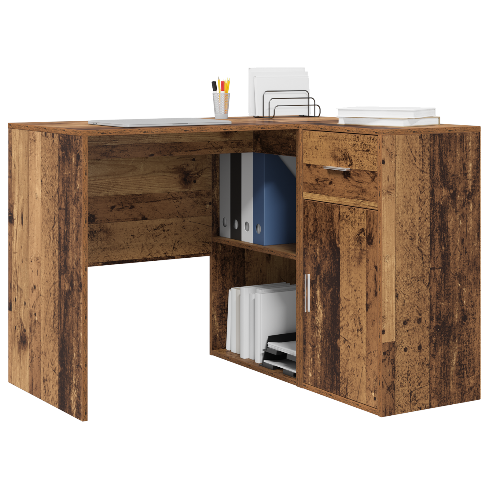 vidaXL Hoekbureau Oud Hout 102x88x75 cm Geengineerd Hout
