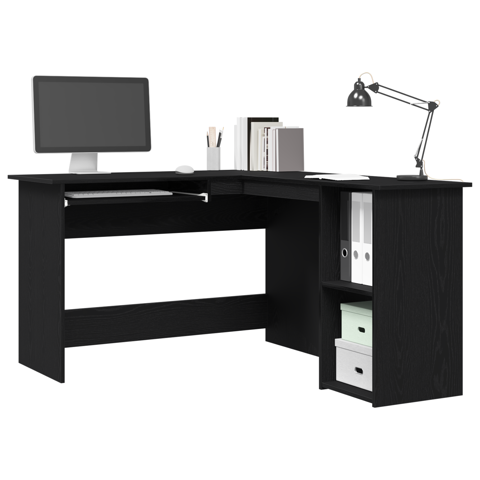 vidaXL Bureau in Zwart Eiken 120x140x75 cm Gemaakt van Bewerkt Hout