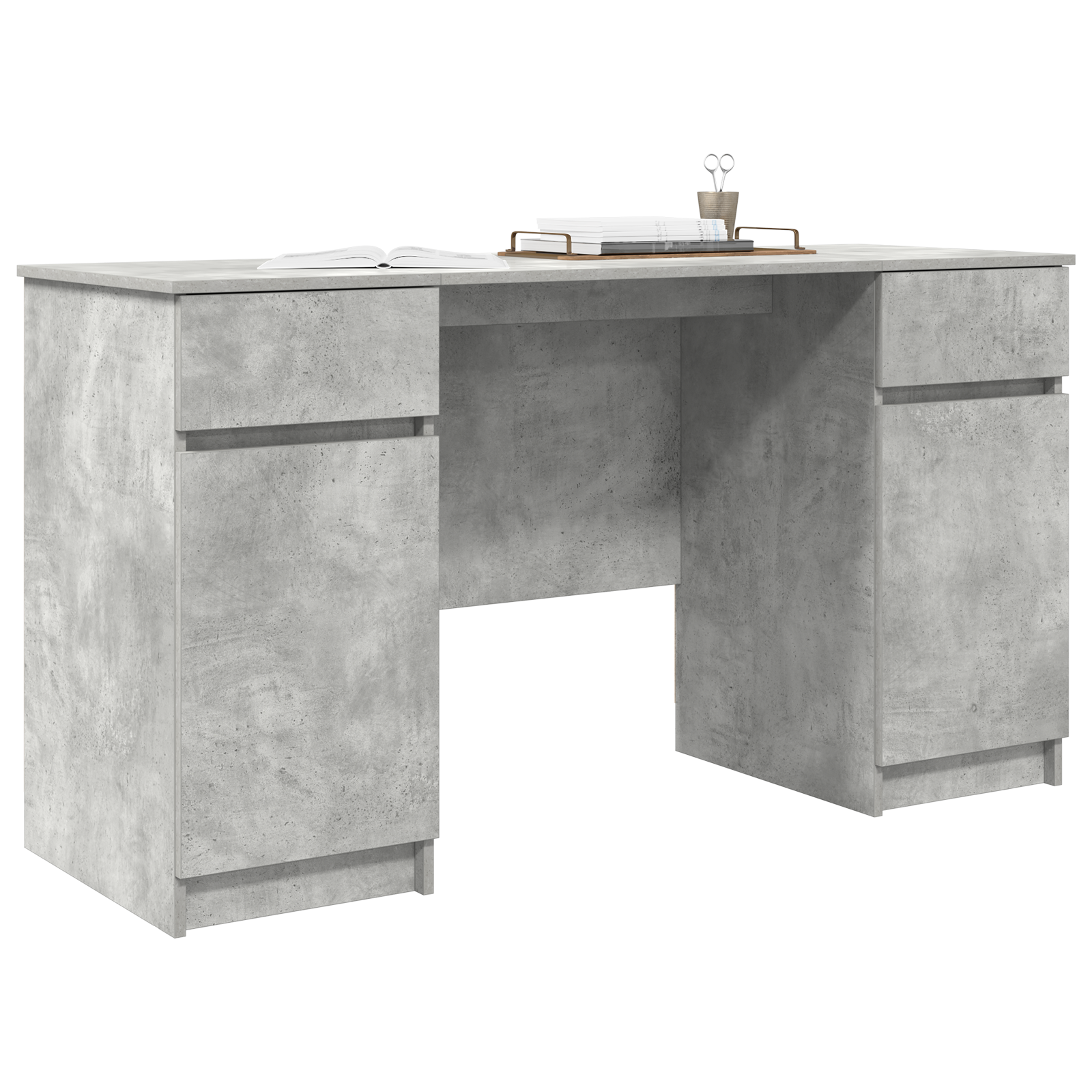 vidaXL Bureau Beton Grijs 140x49x76 cm Geperst Hout