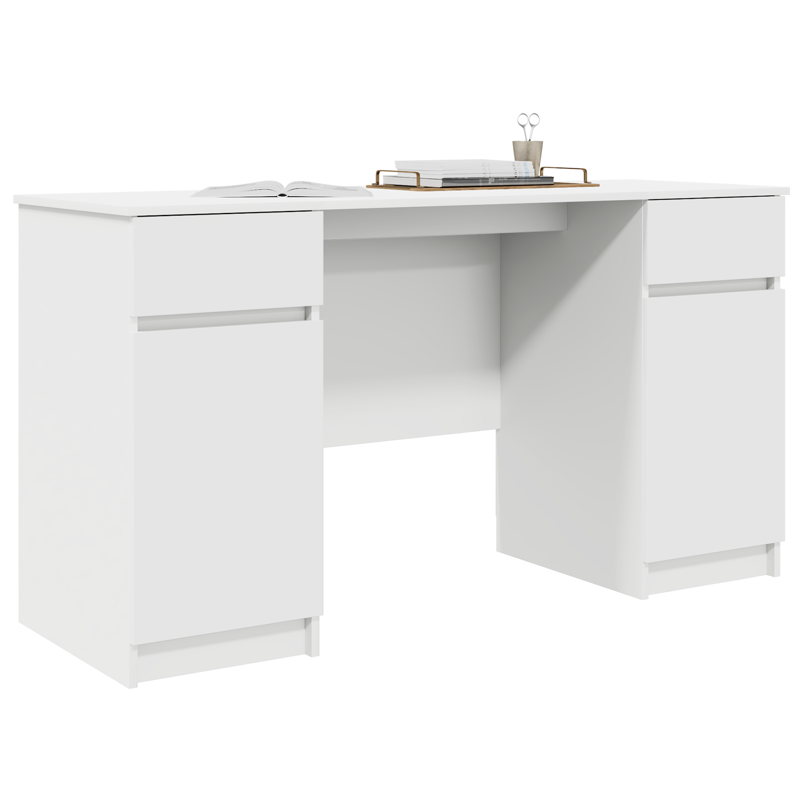vidaXL Bureau Wit 140x49x76 cm Gewerkt Hout
