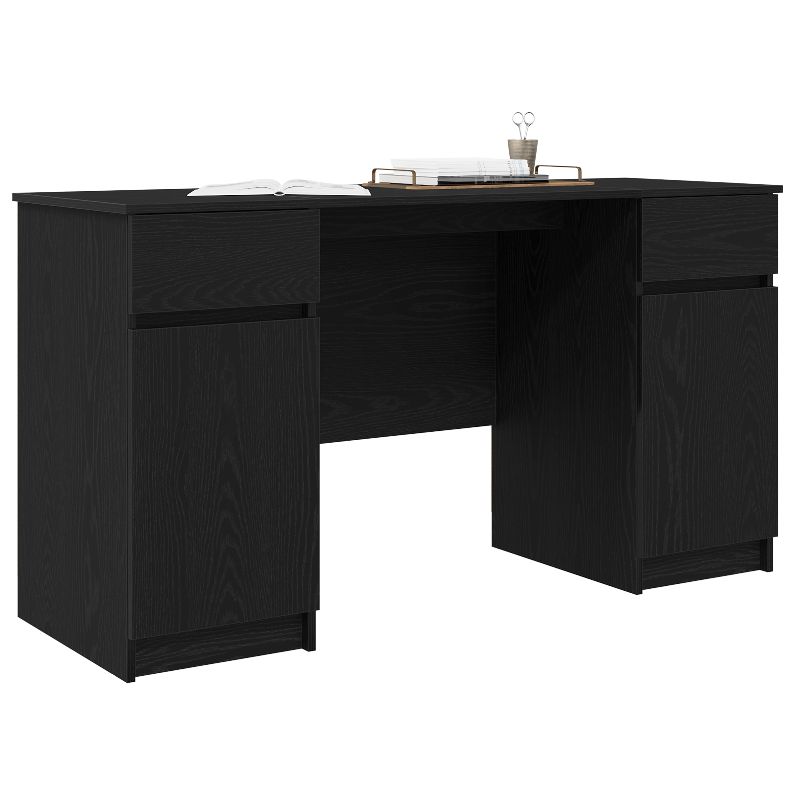 vidaXL Bureau Zwart Eiken 140x49x76 cm
