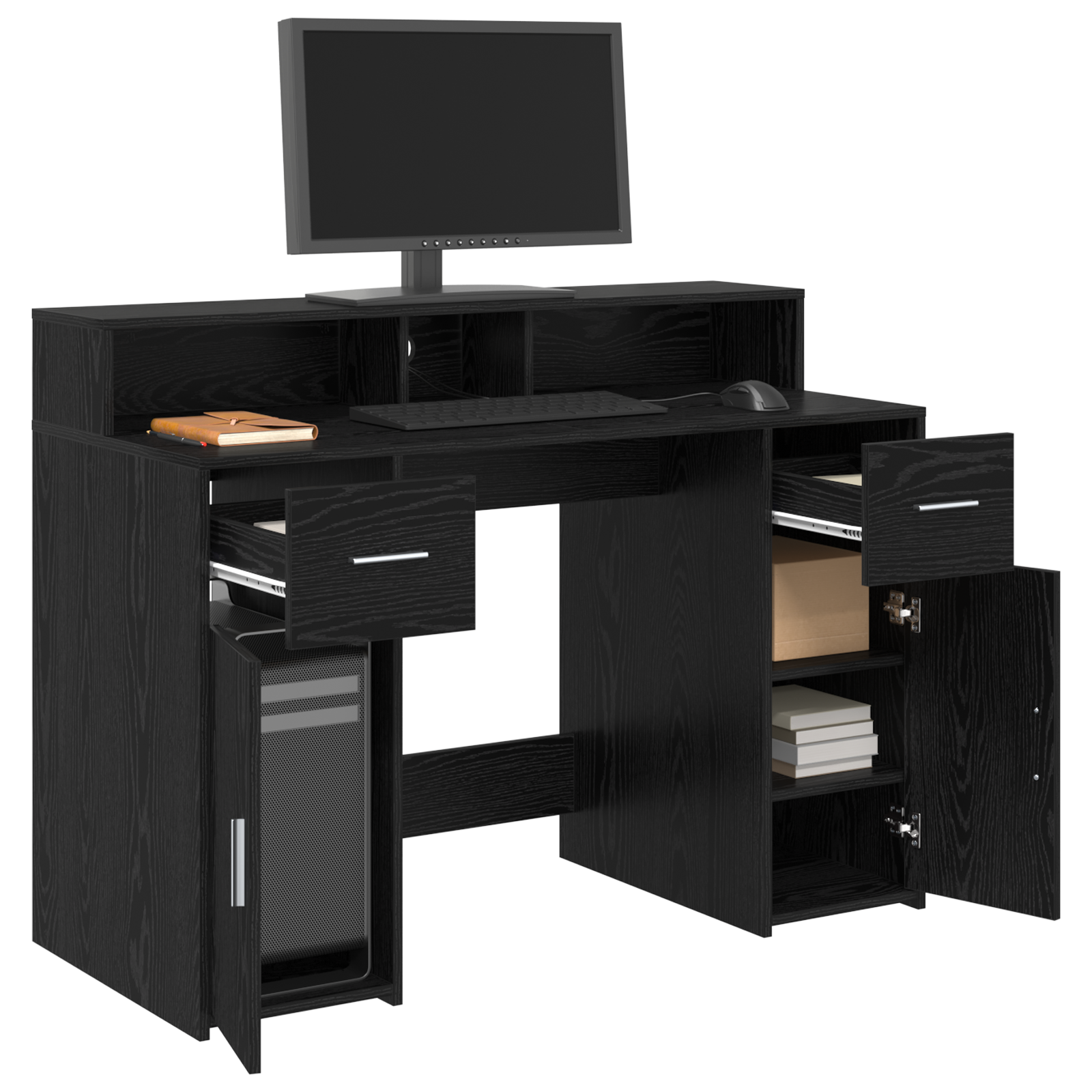 vidaXL Bureau Zwart Eiken 120x55x91 cm Gelaagd Hout