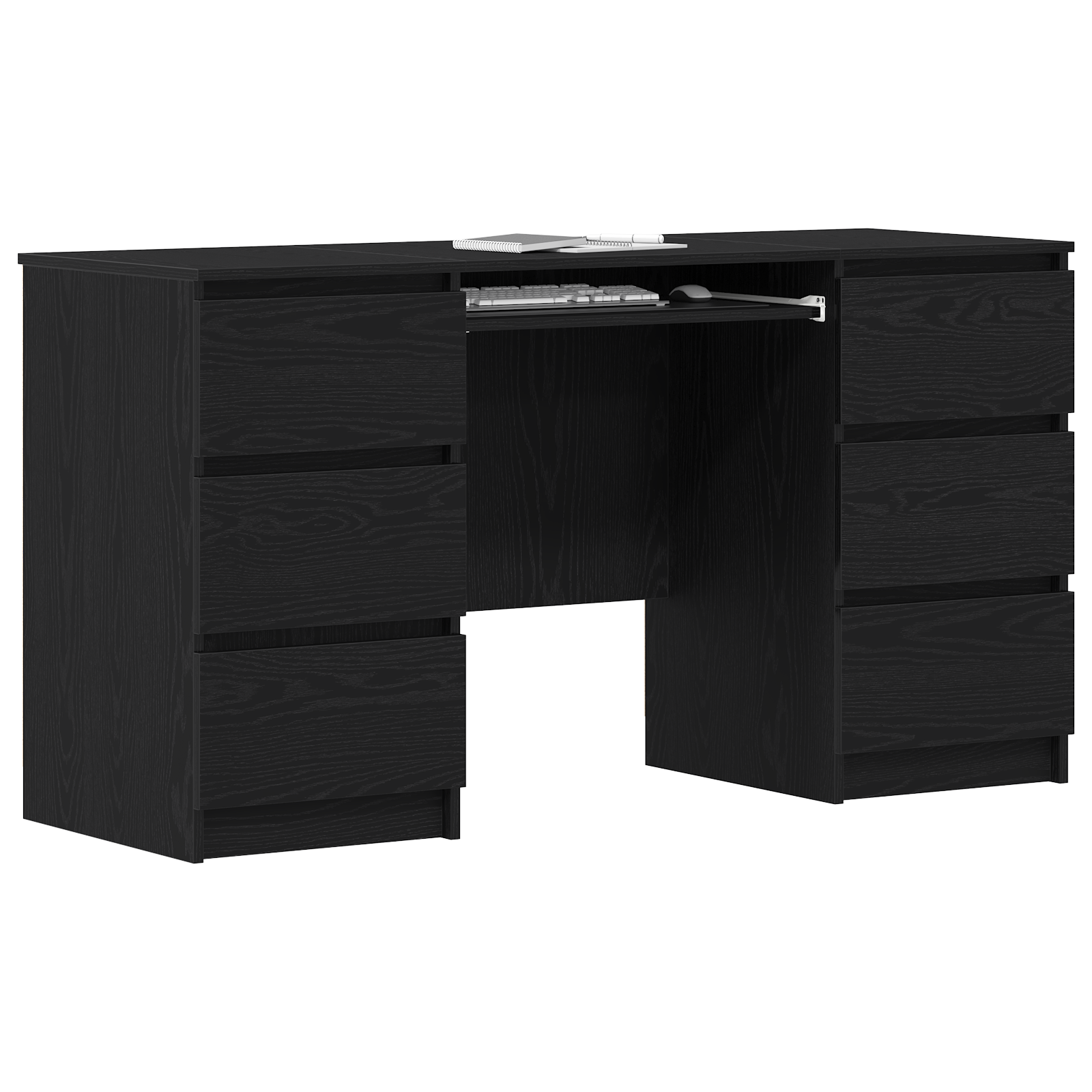 vidaXL Bureau 2 stuks Zwart Eiken 140x50x76 cm Engineered Wood