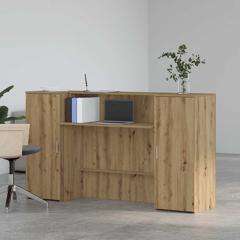 vidaXL Receptiebalie 180x50x103,5cm bewerkt hout artisanaal eikenkleur