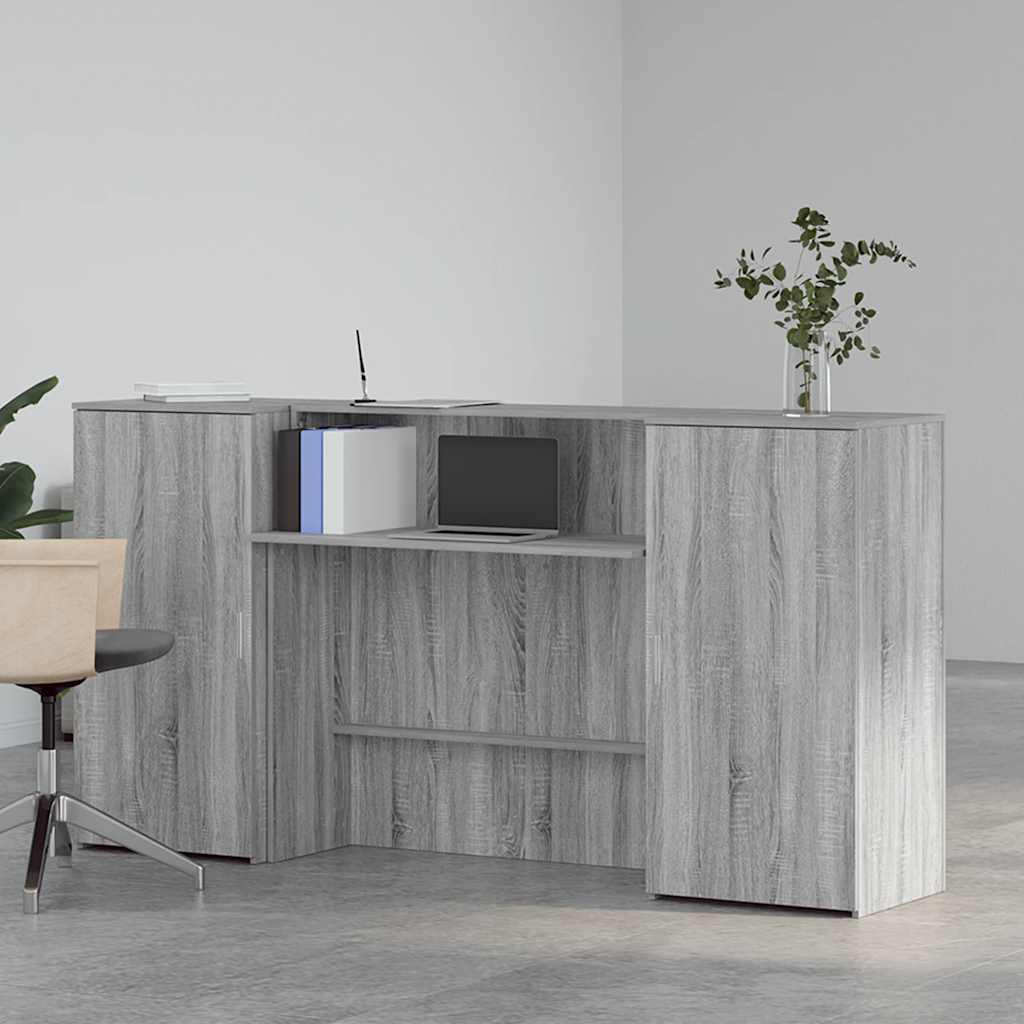 vidaXL Receptiebalie 200x50x103,5 cm bewerkt hout grijs sonoma eiken