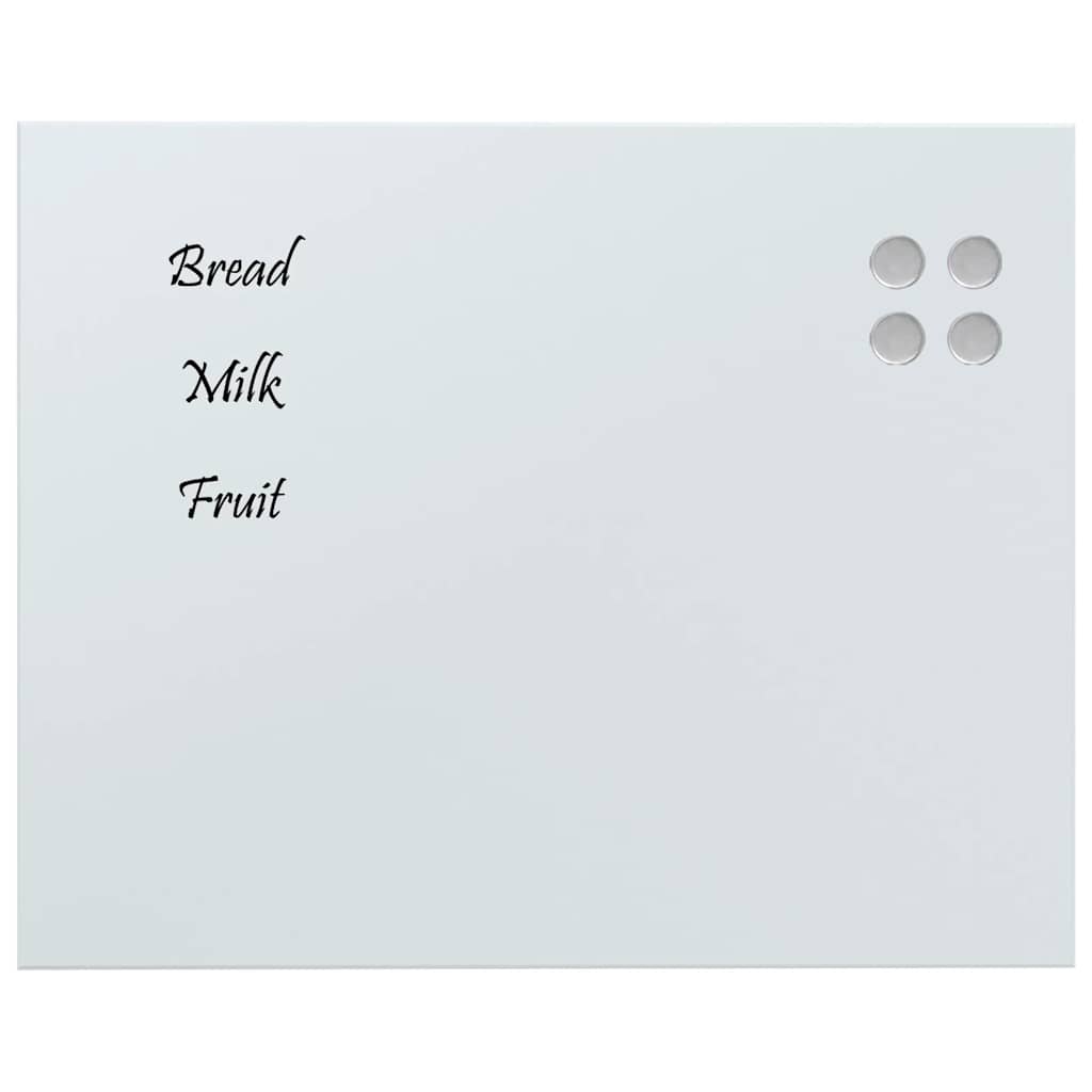vidaXL Magneetbord voor aan de wand 50x40 cm gehard glas wit