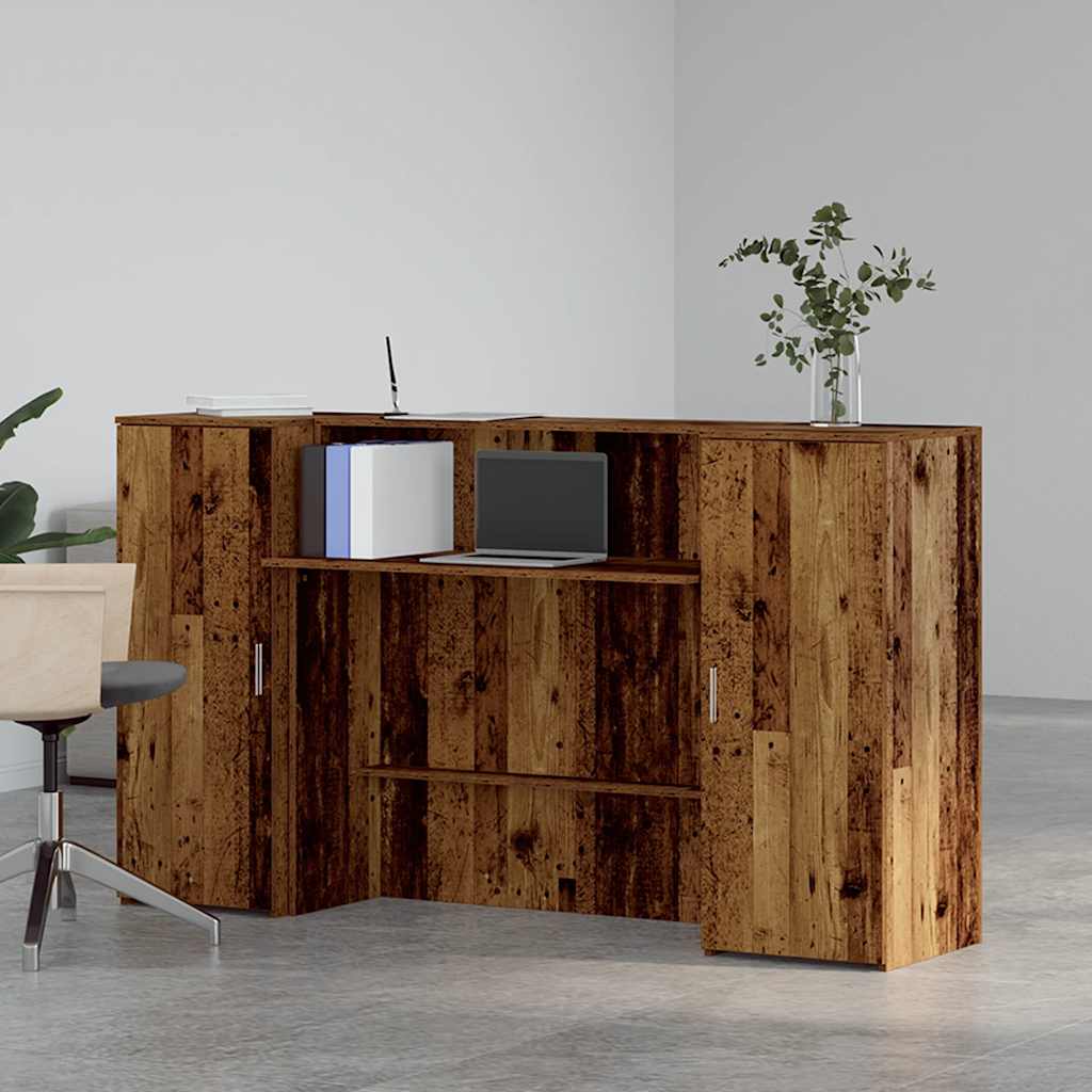 vidaXL Receptiebalie 180x50x103,5 cm bewerkt hout oud houtkleurig