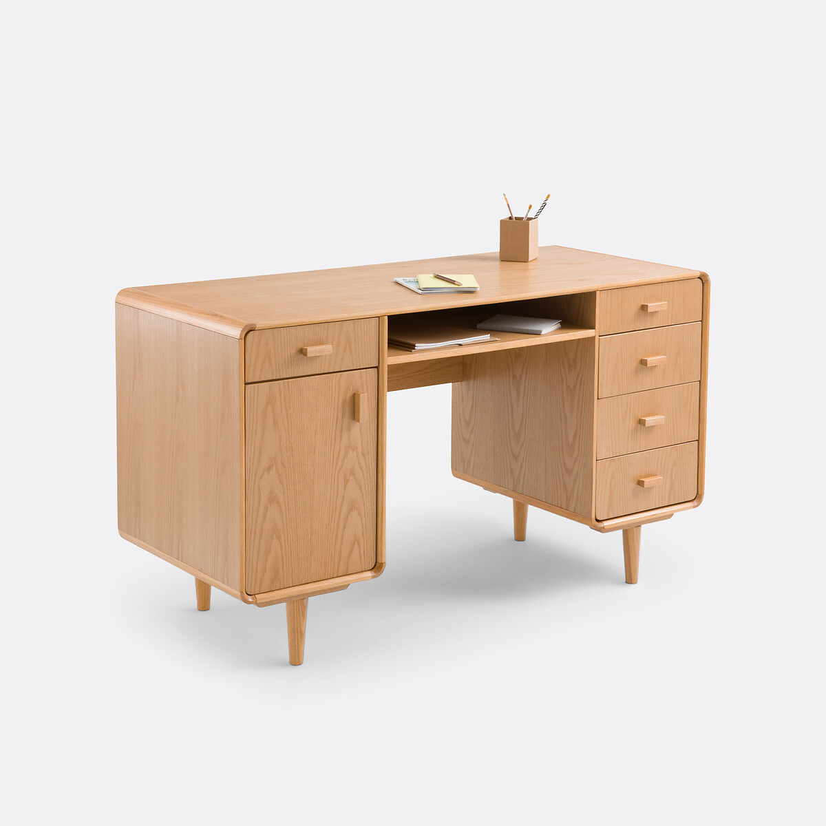 LA REDOUTE INTERIEURS Bureau met dubbele blok in gefineerd eik, Jimi