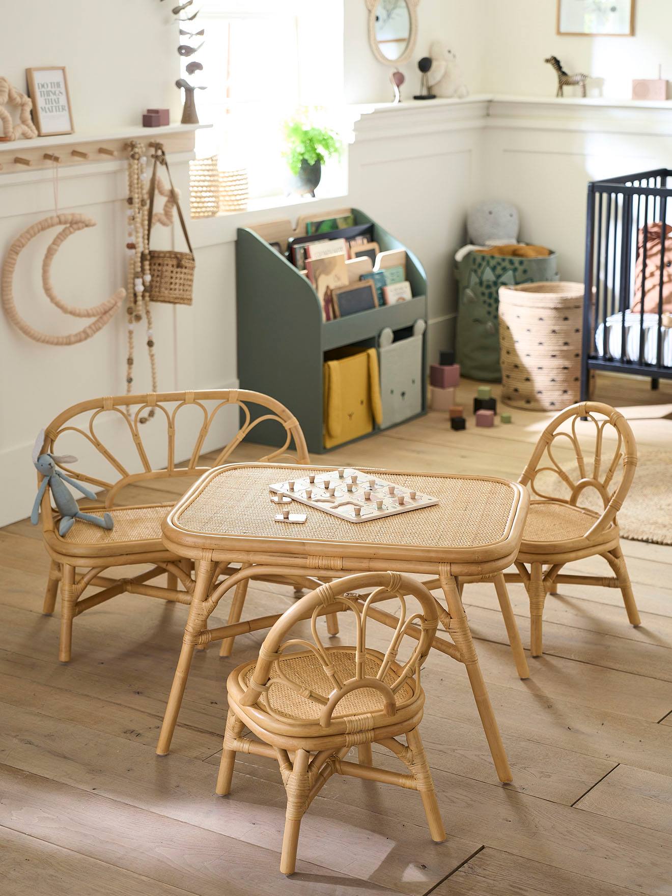 VERTBAUDET Set met 2 stoelen en tafel in rotan hout