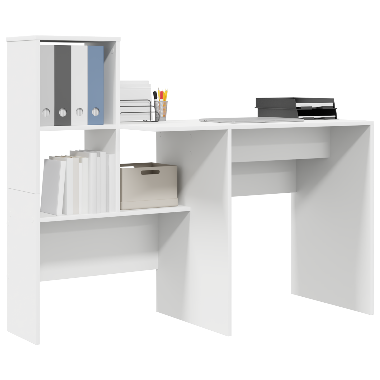 vidaXL Bureau met lade met plank met opslag Wit 131,5 x 50 x 106,5 cm Bewerkt hout