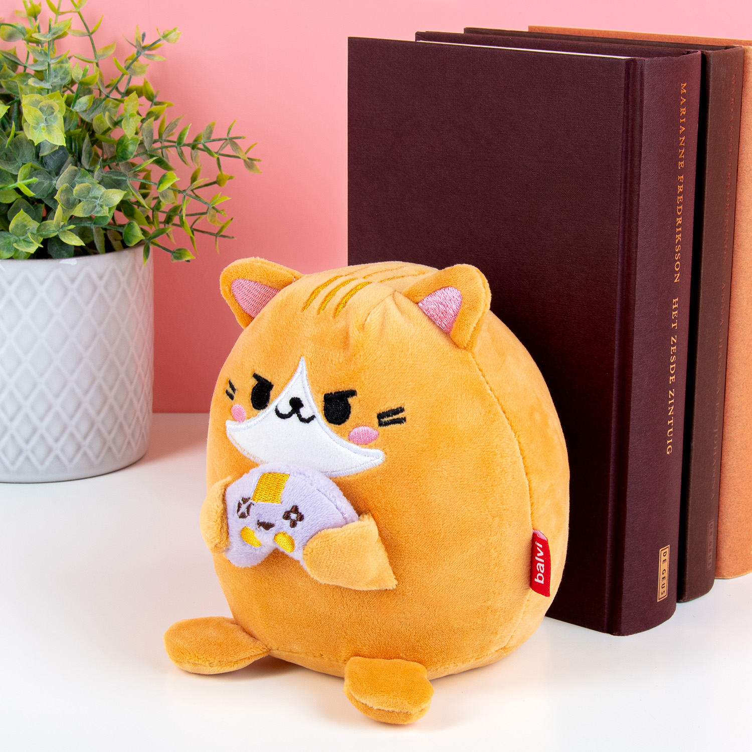 Balvi Kawaii kat boekensteun - Oranje/controller