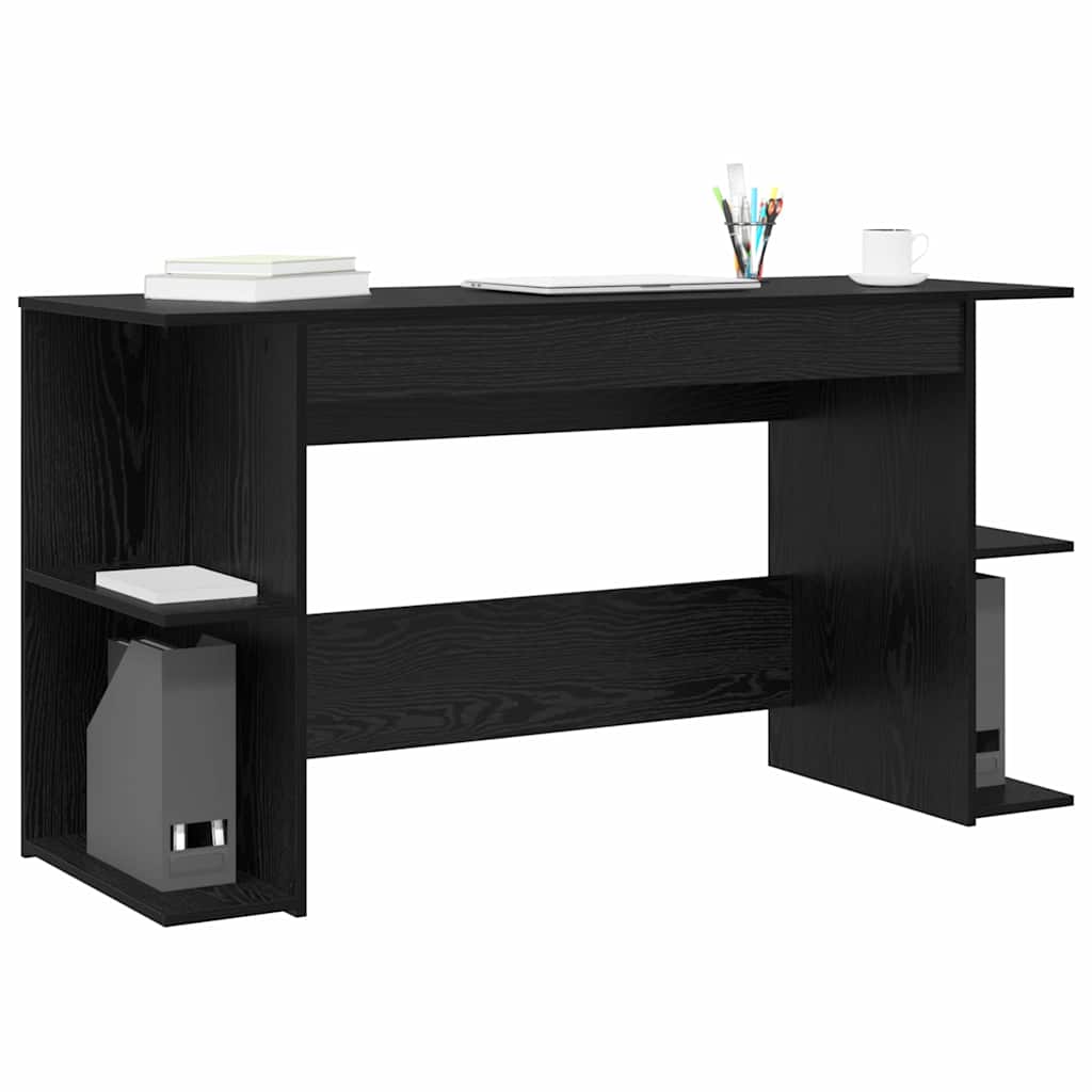 vidaXL Bureau met plank Anders met opslag Zwart eiken Bewerkt hout